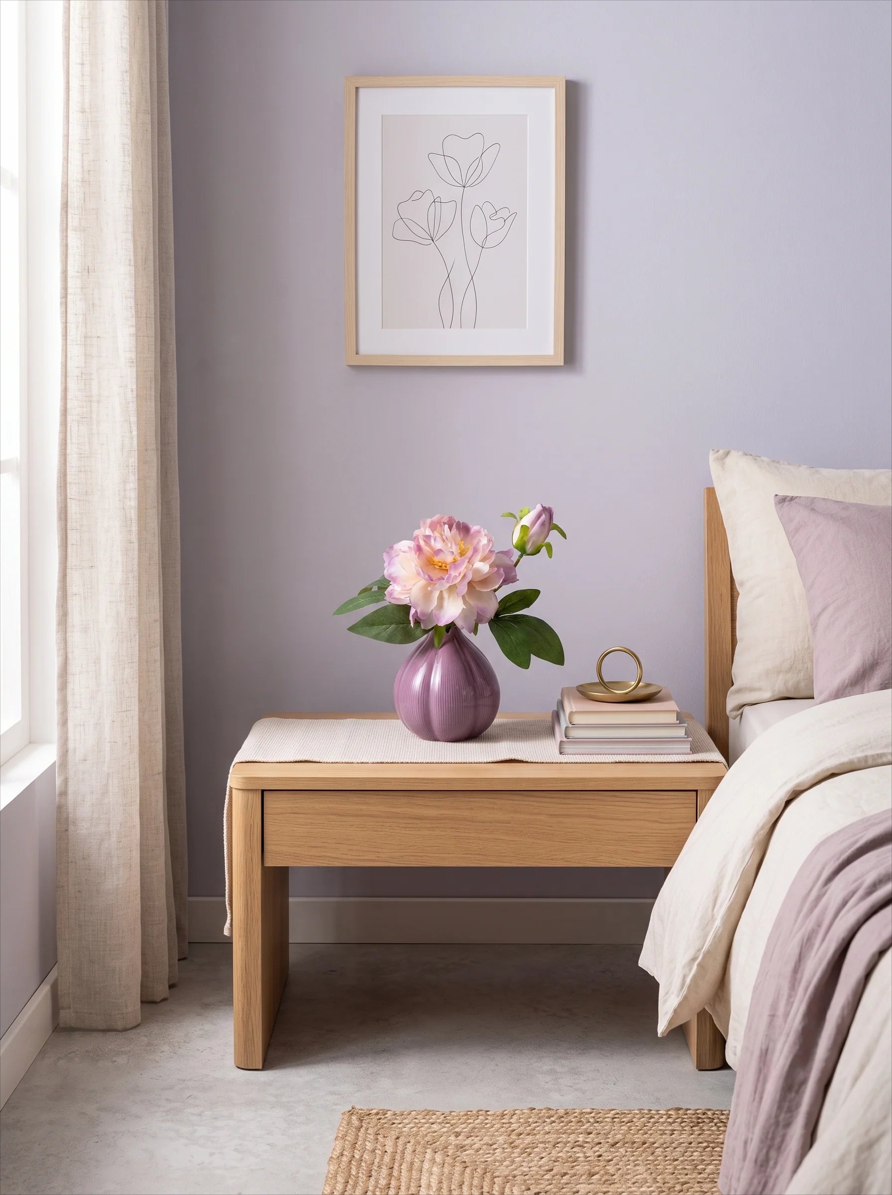 Ethereal Lavender Peony Onion Vase Faux Floral Arrangement