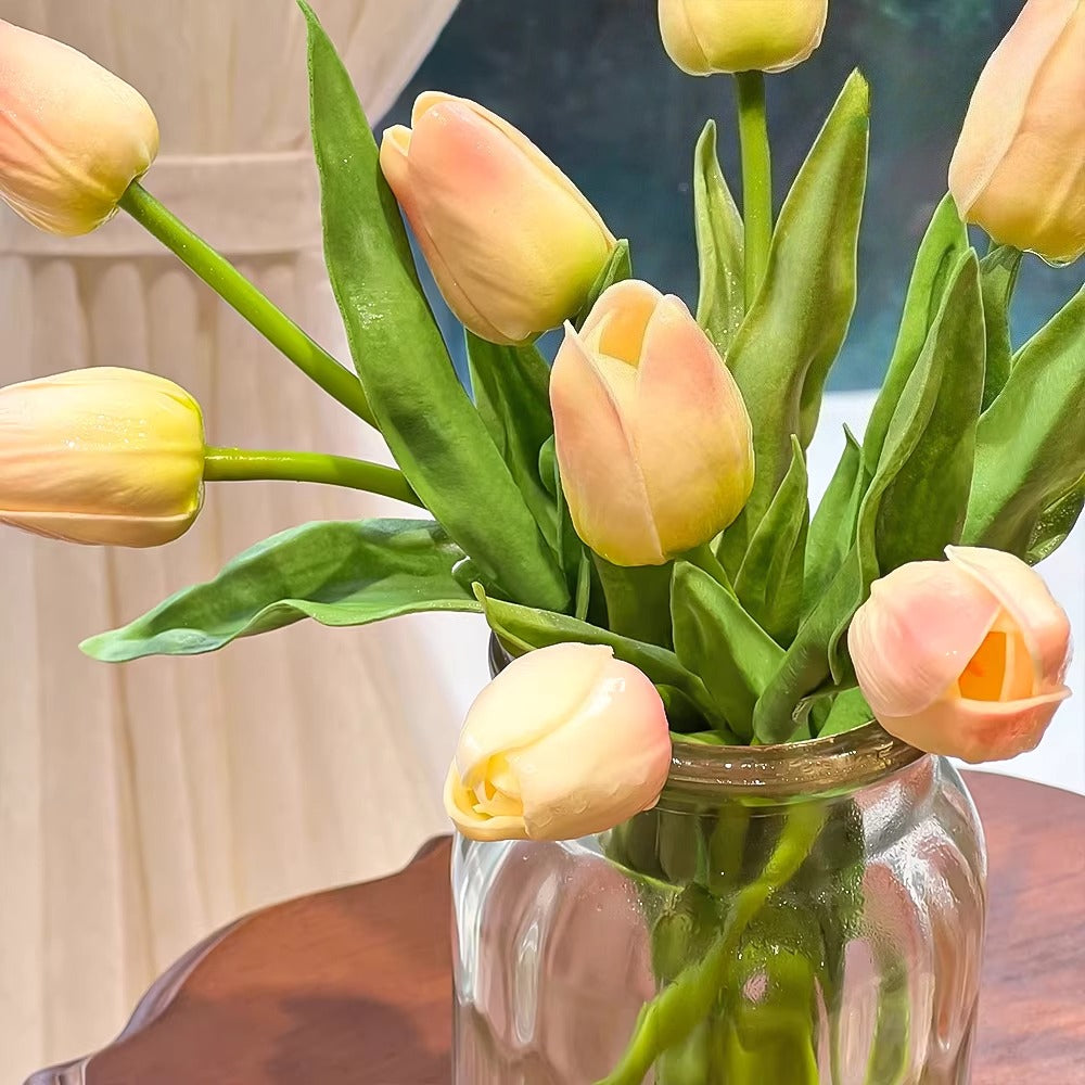 Ethereal Blush Tulip Faux Floral Arrangement