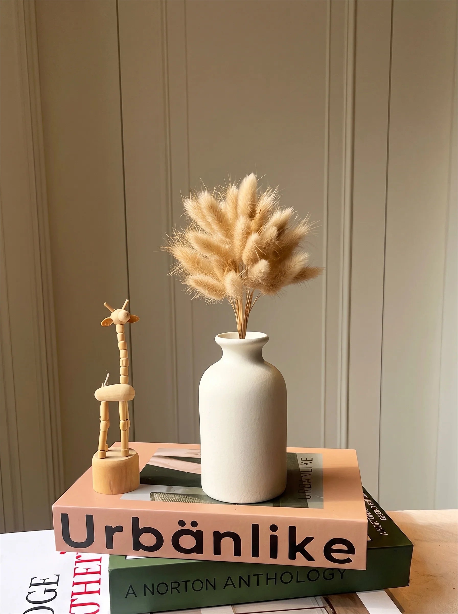 Faux Pampas Grass & Blossom Neutral Artisan Arrangement