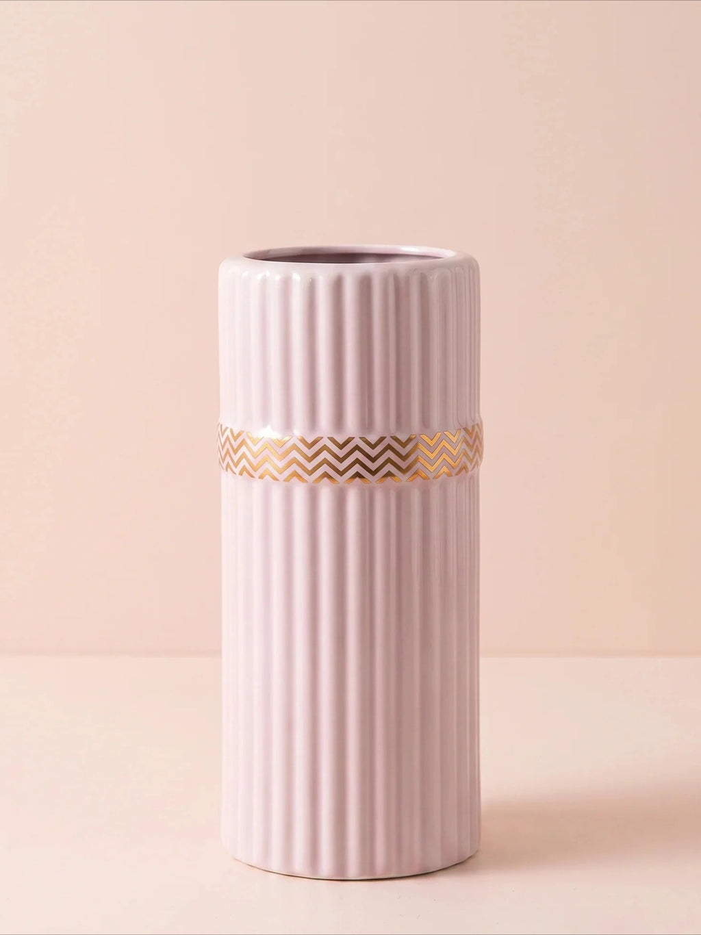 Ribbed Cylinder Vase - Pink