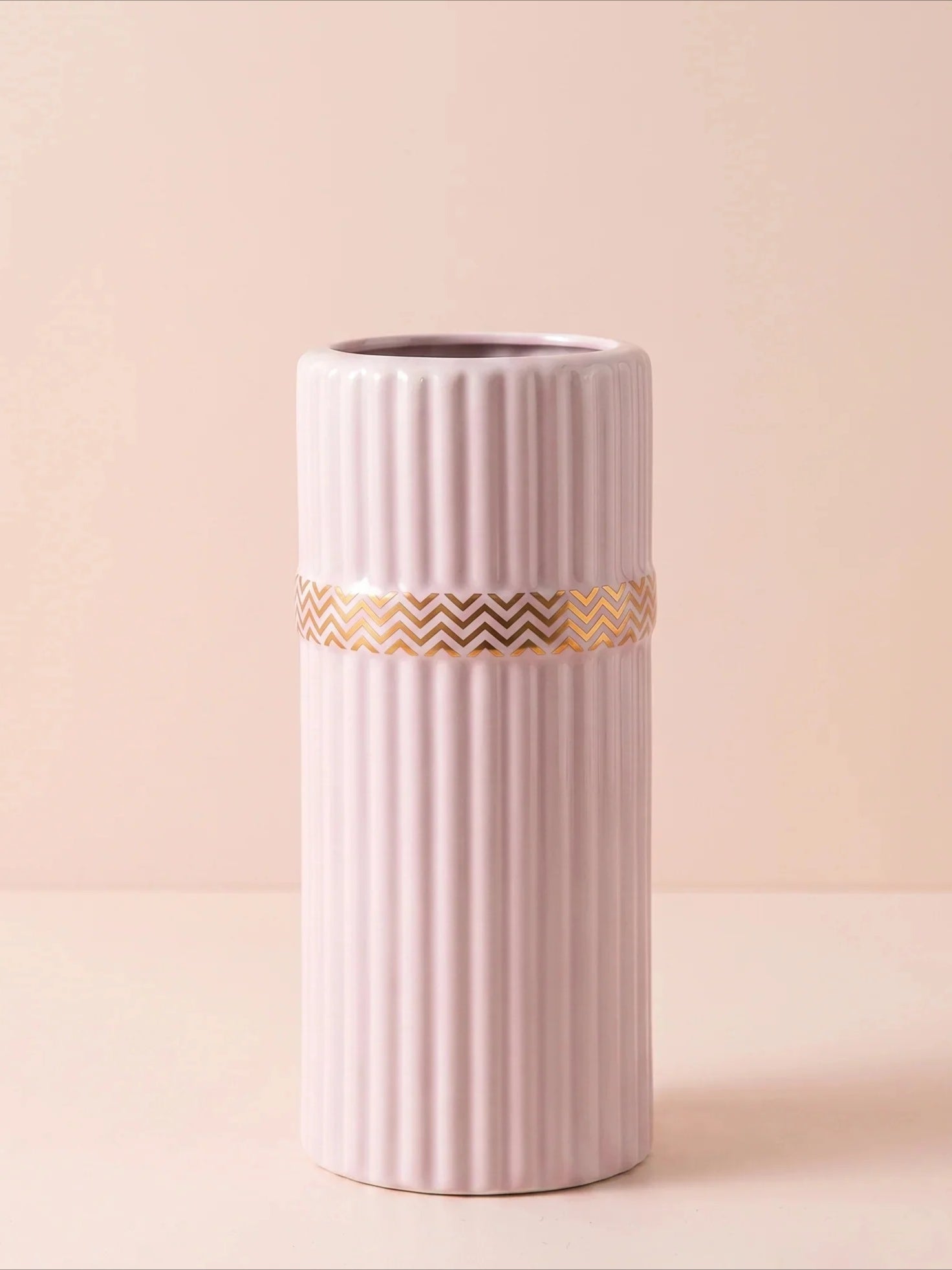 Ribbed Cylinder Vase - Pink