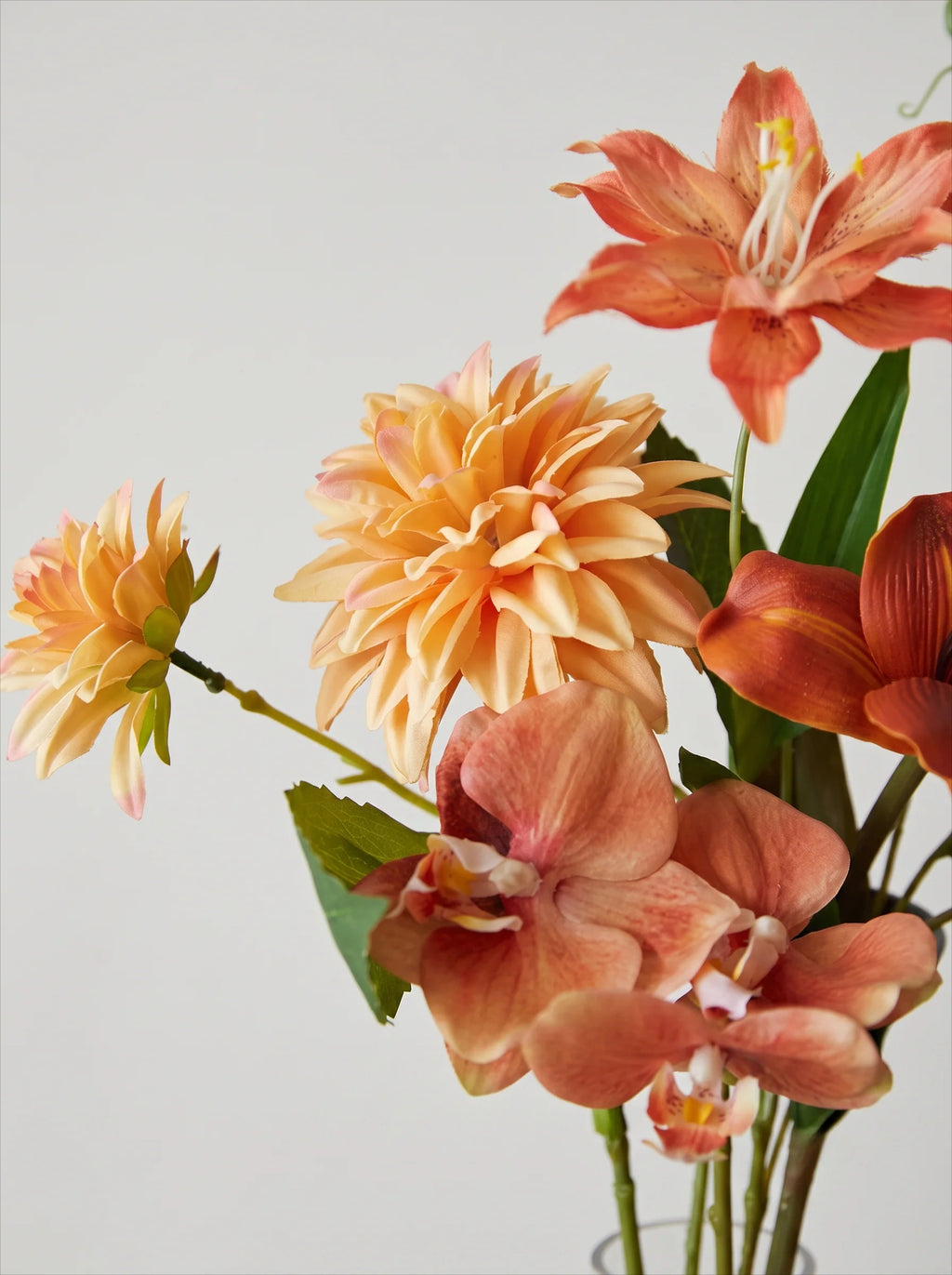 Luxe Terracotta Orchid & Dahlia Ensemble Faux Floral Arrangement