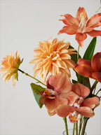 Luxe Terracotta Orchid & Dahlia Ensemble Faux Floral Arrangement