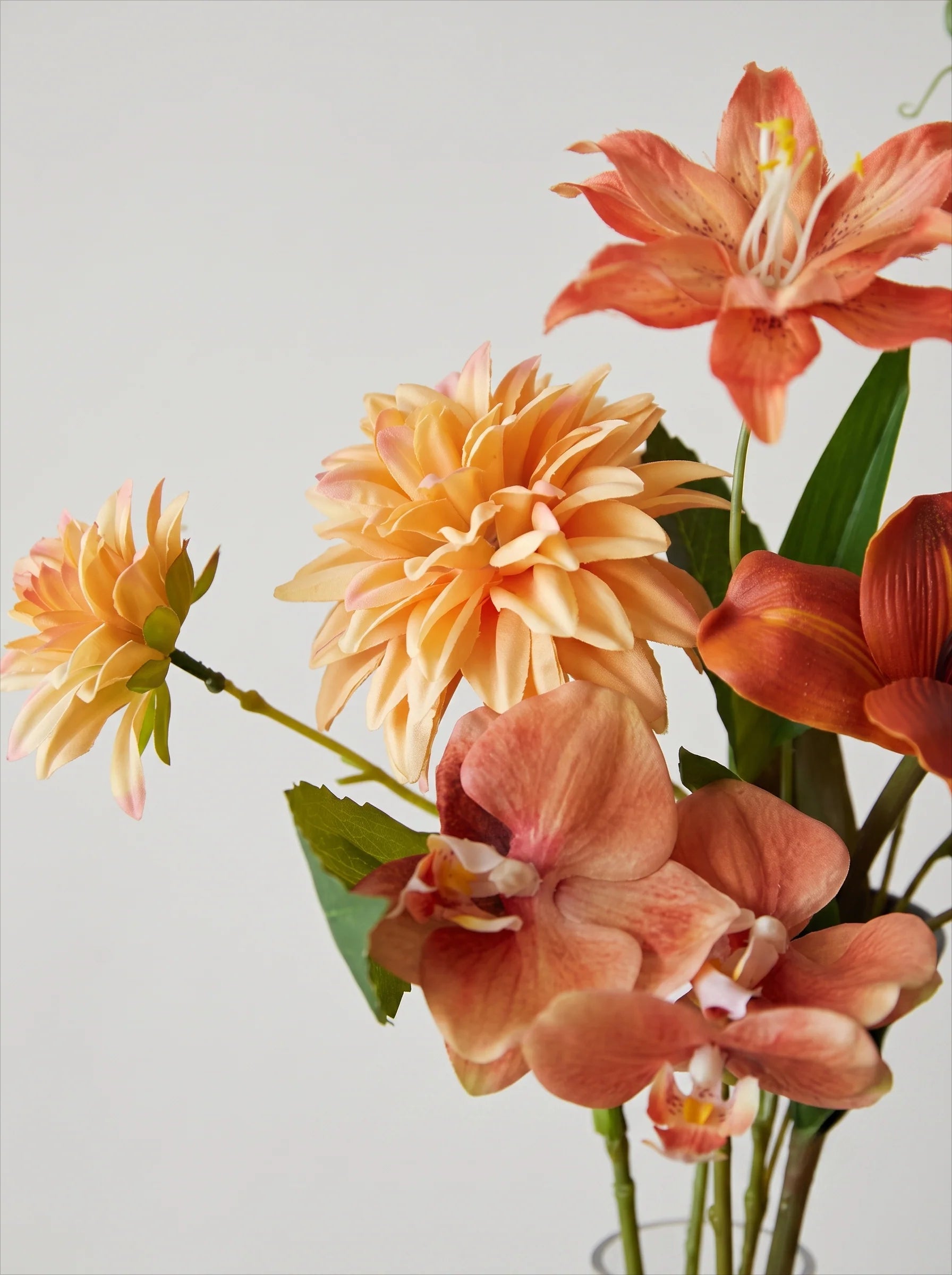 Luxe Terracotta Orchid & Dahlia Ensemble Faux Floral Arrangement