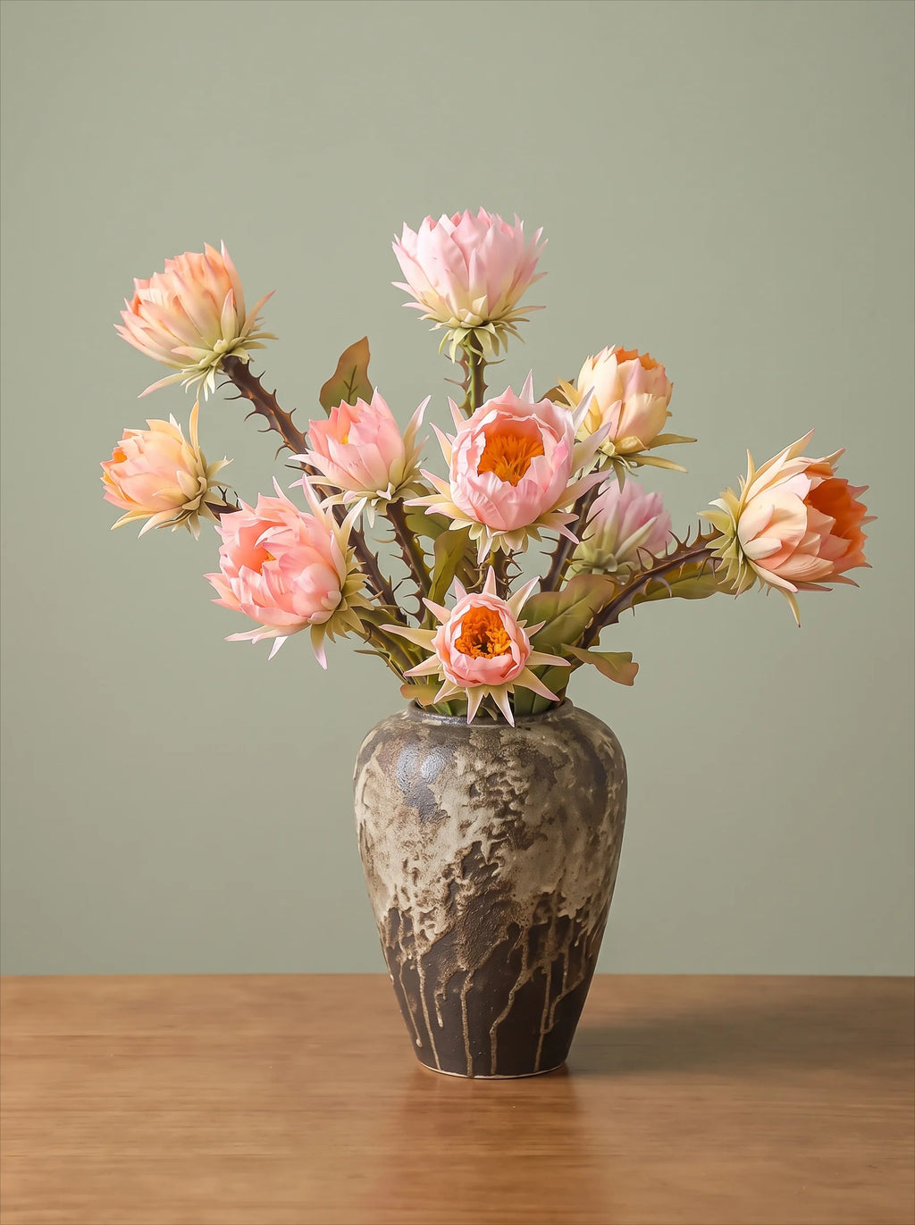 Aprikosen-Protea-Krone Kunstblumenarrangement