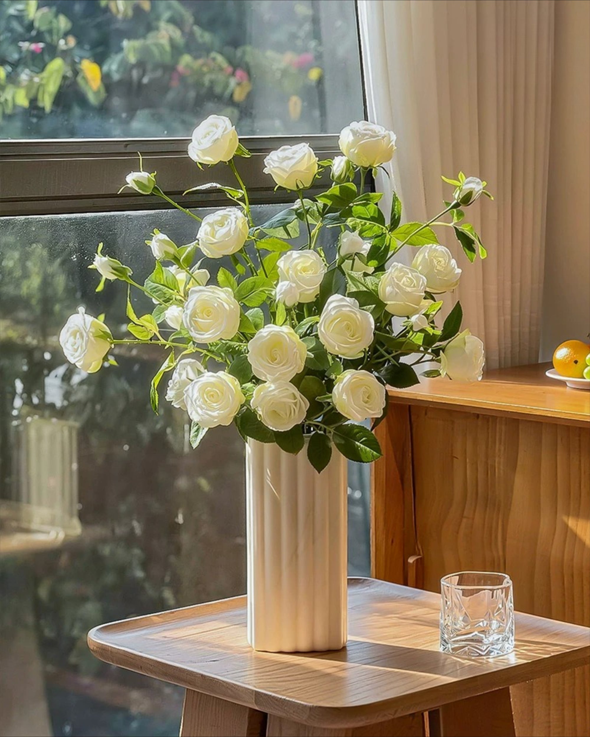 Arrangement floral artificiel Rose Spray Blanche Luxe