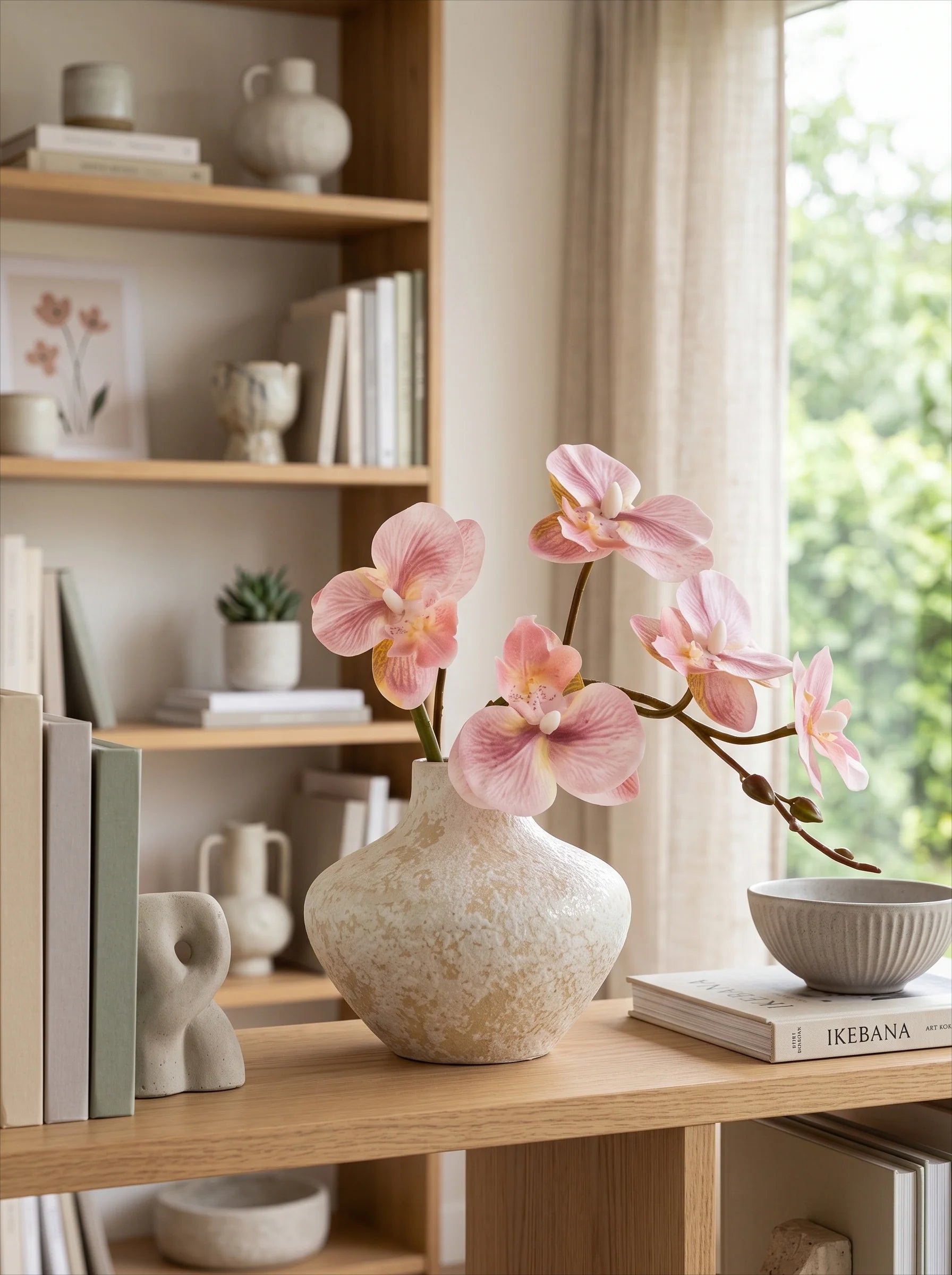 Soft Blush Phalaenopsis Faux Floral Arrangement