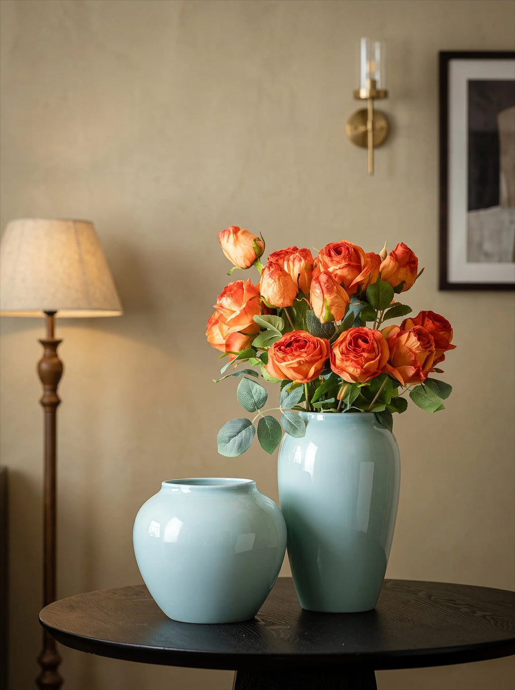 Modern Glossy Ice Blue Ceramic Vase