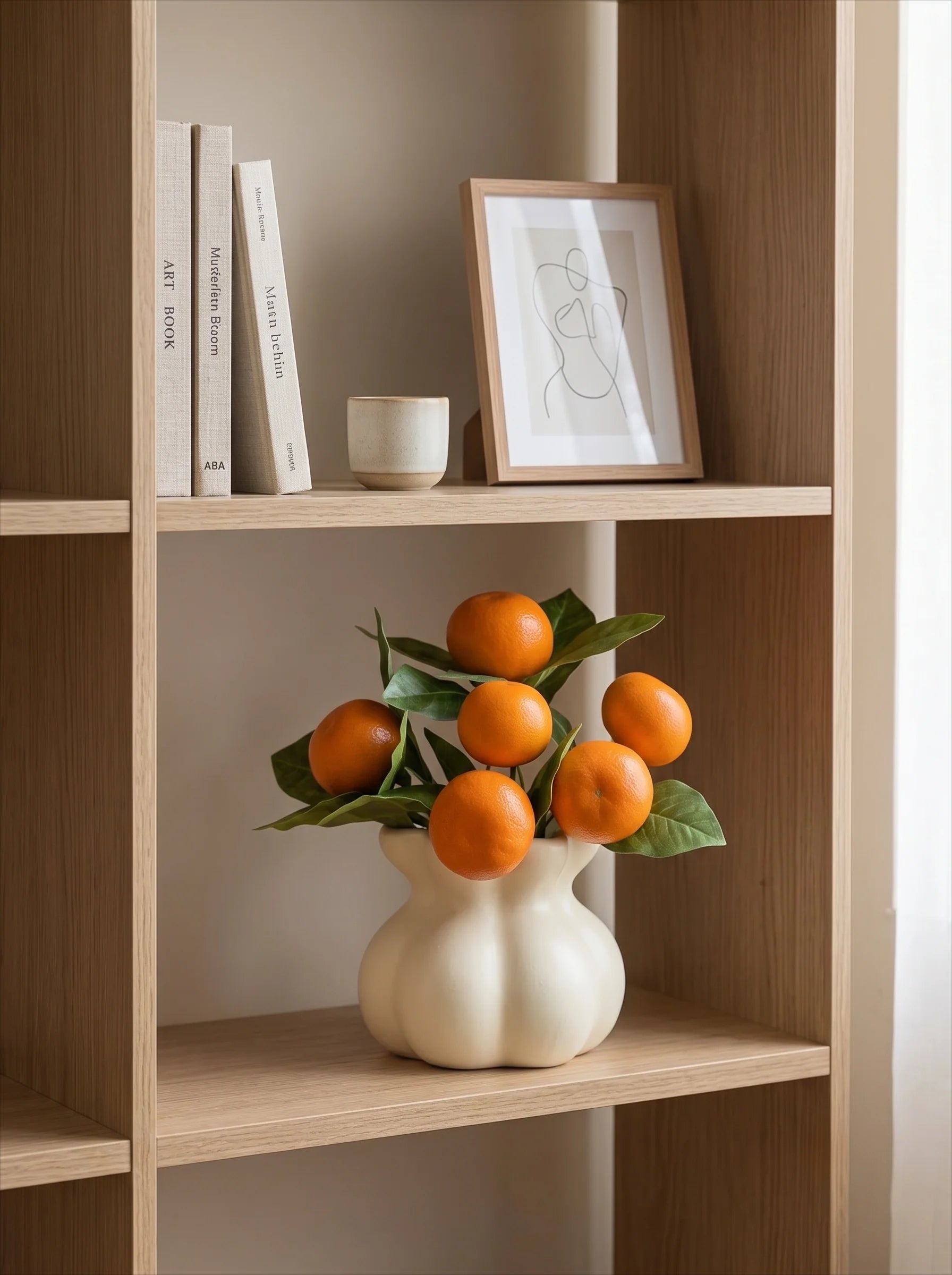 Premium Faux Mandarin Orange Stems Elegant Artificial Floral Arrangement