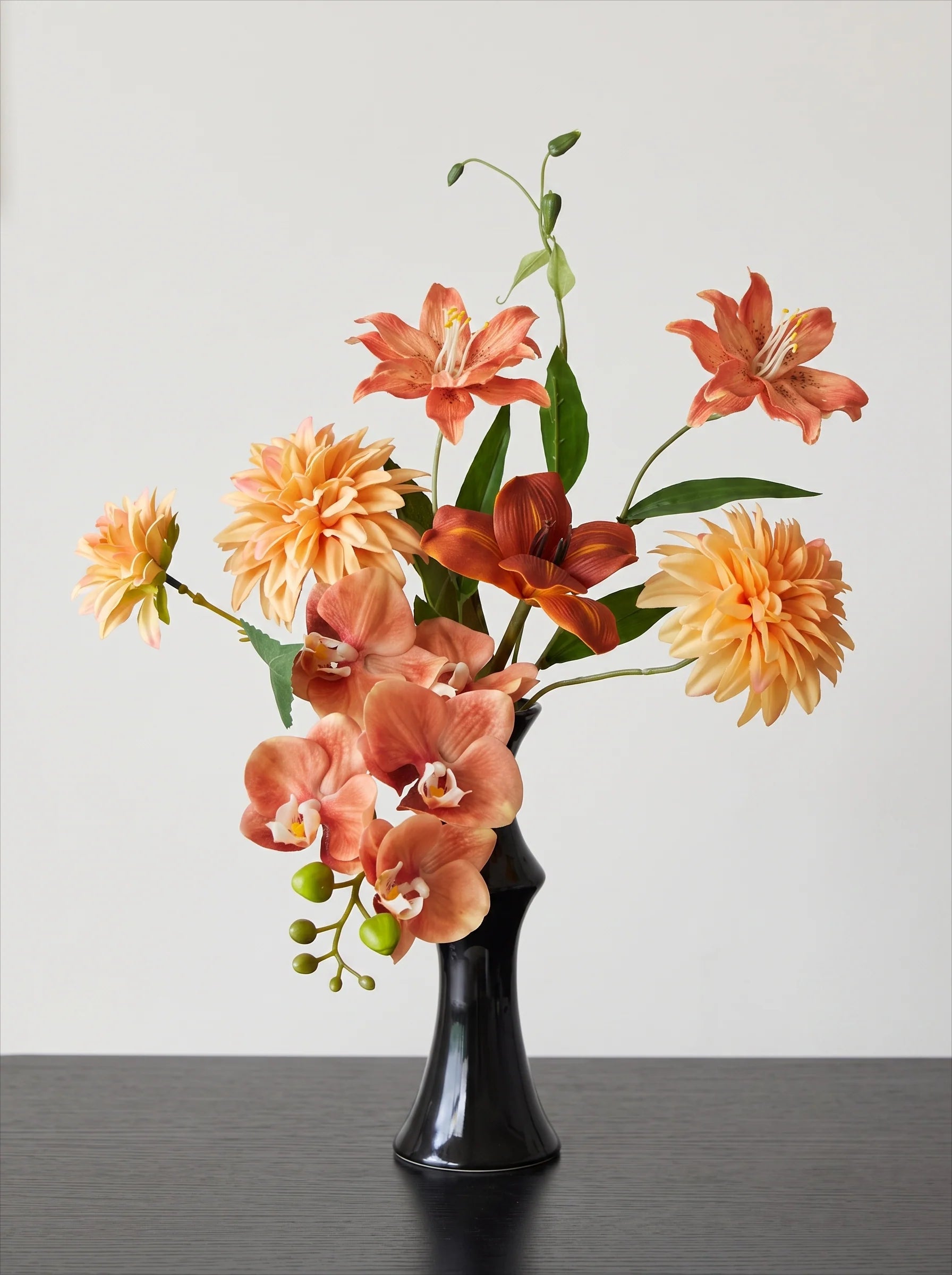 Luxe Terracotta Orchid & Dahlia Ensemble Faux Floral Arrangement