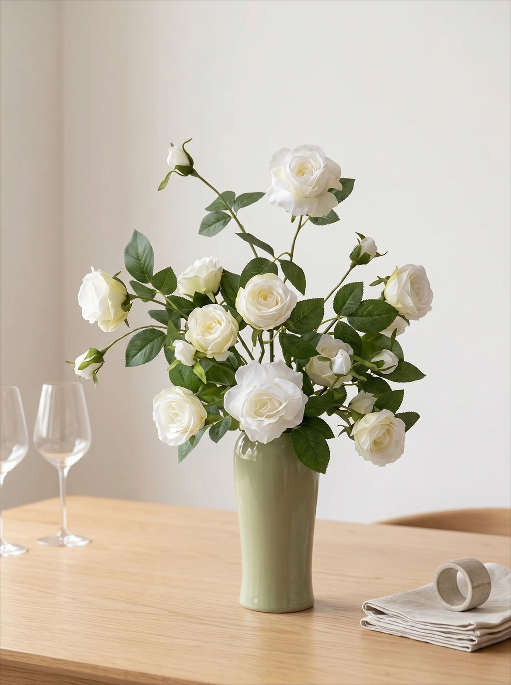 Luxurious Romantic White Starry Rose Faux Floral Arrangement