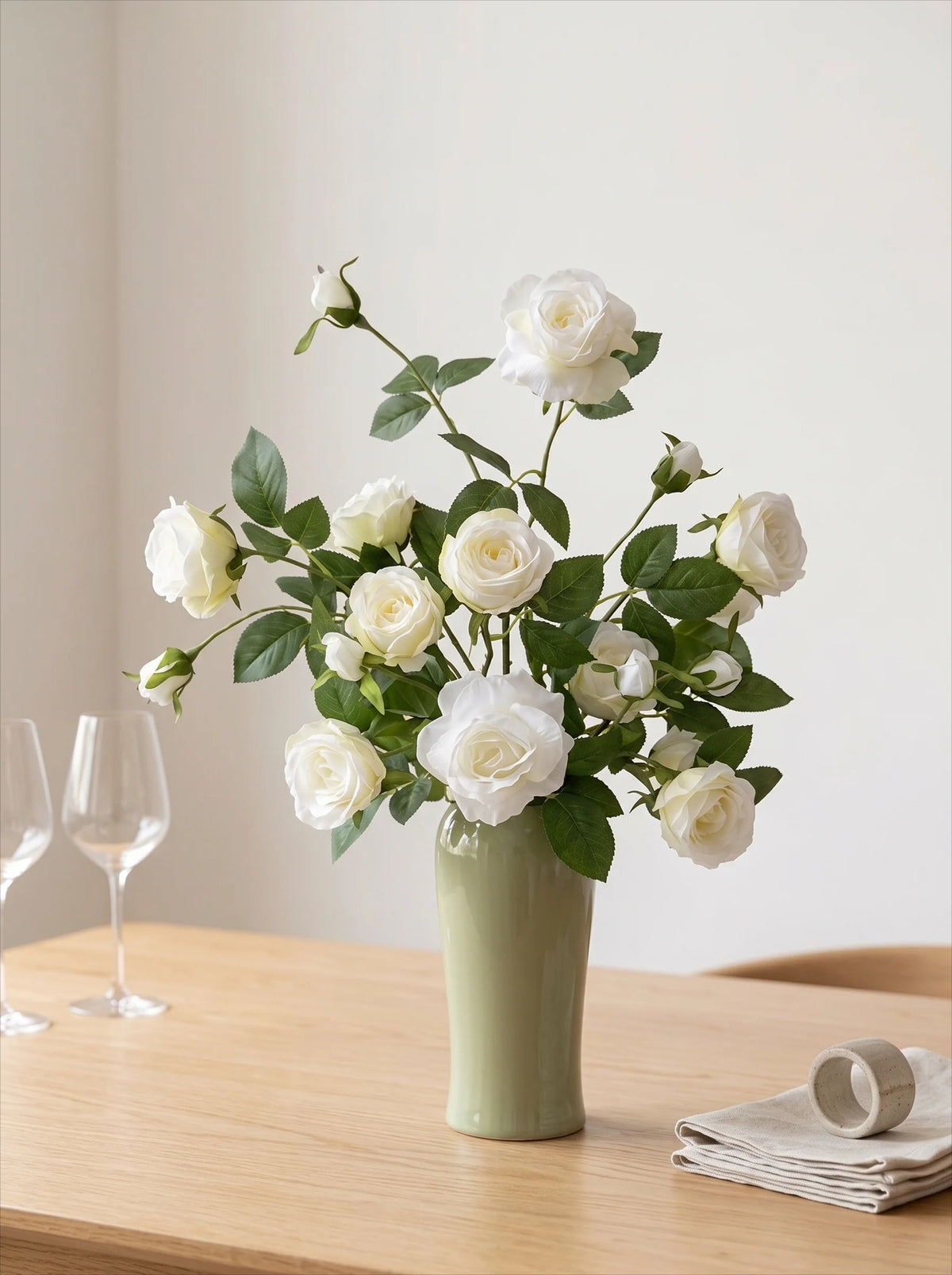 Luxurious Romantic White Starry Rose Faux Floral Arrangement