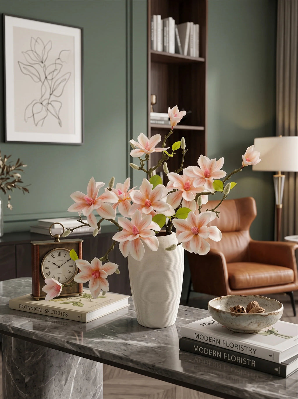 Luxe Ombré Magnolia Tabletop Faux Floral Arrangement