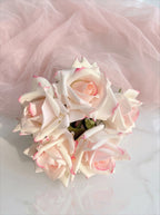 Kunstrose Bouquet - Pink Rand (10 Stiele / 10 Rosen)