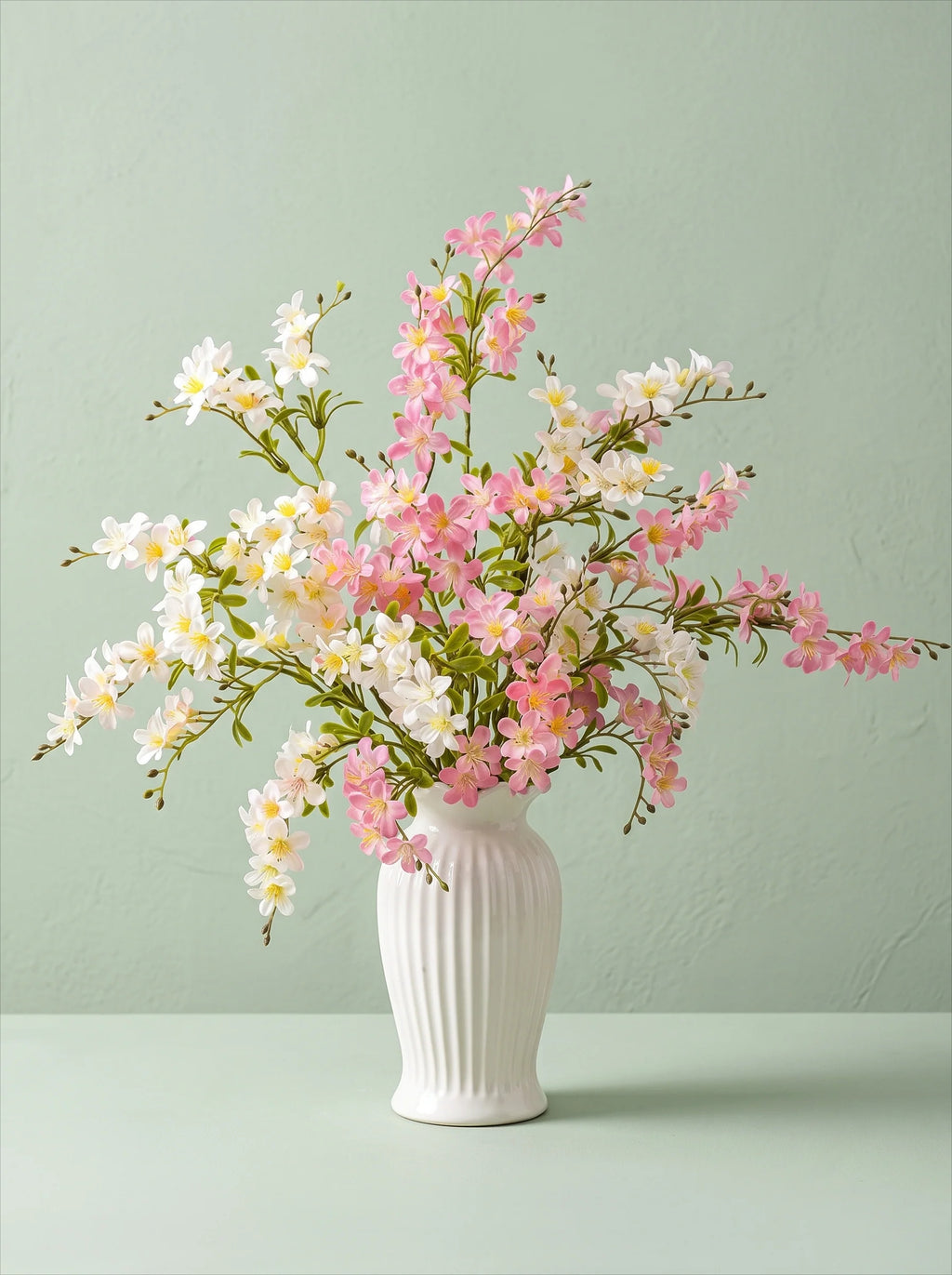 Blush & Ivory Forsythia Elegance Artisan Faux Floral Arrangement