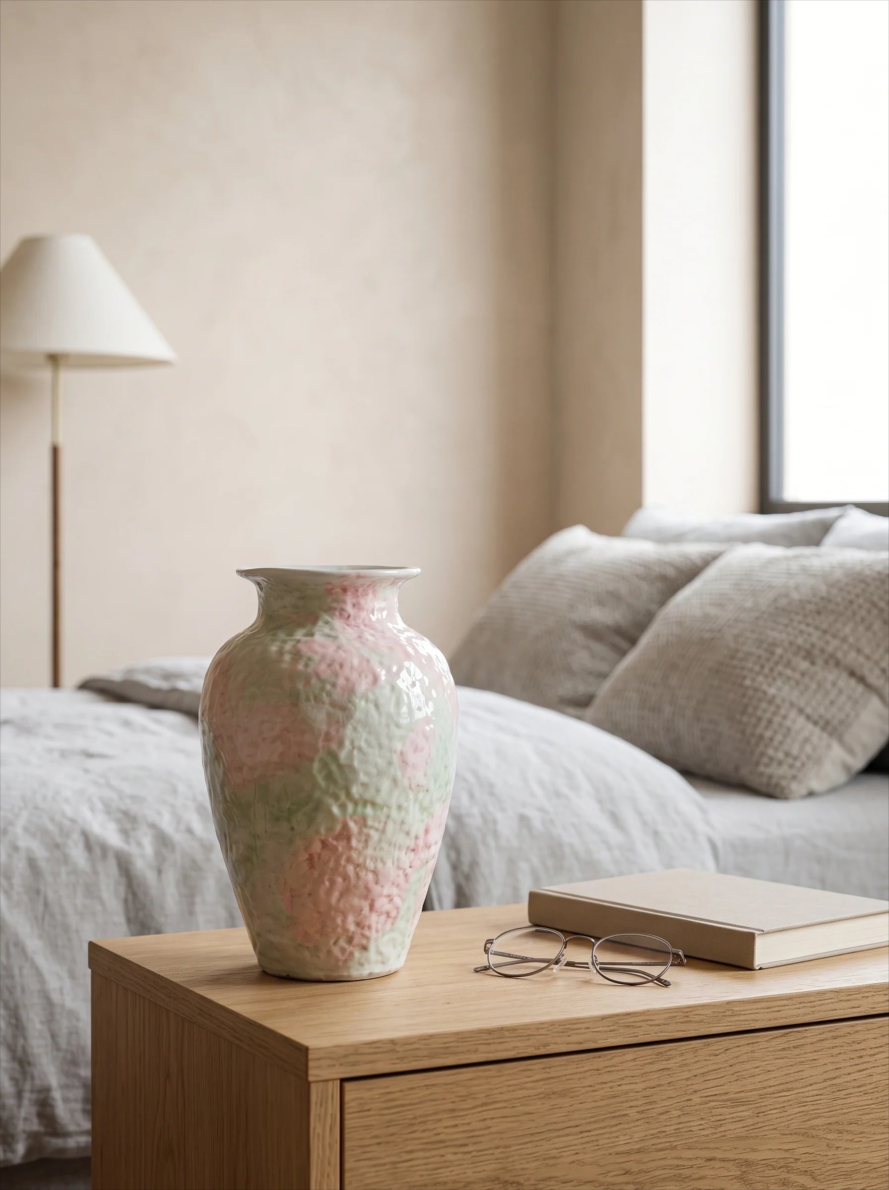 Artistic Pastel Pink Watercolor Textured Ceramic Vase