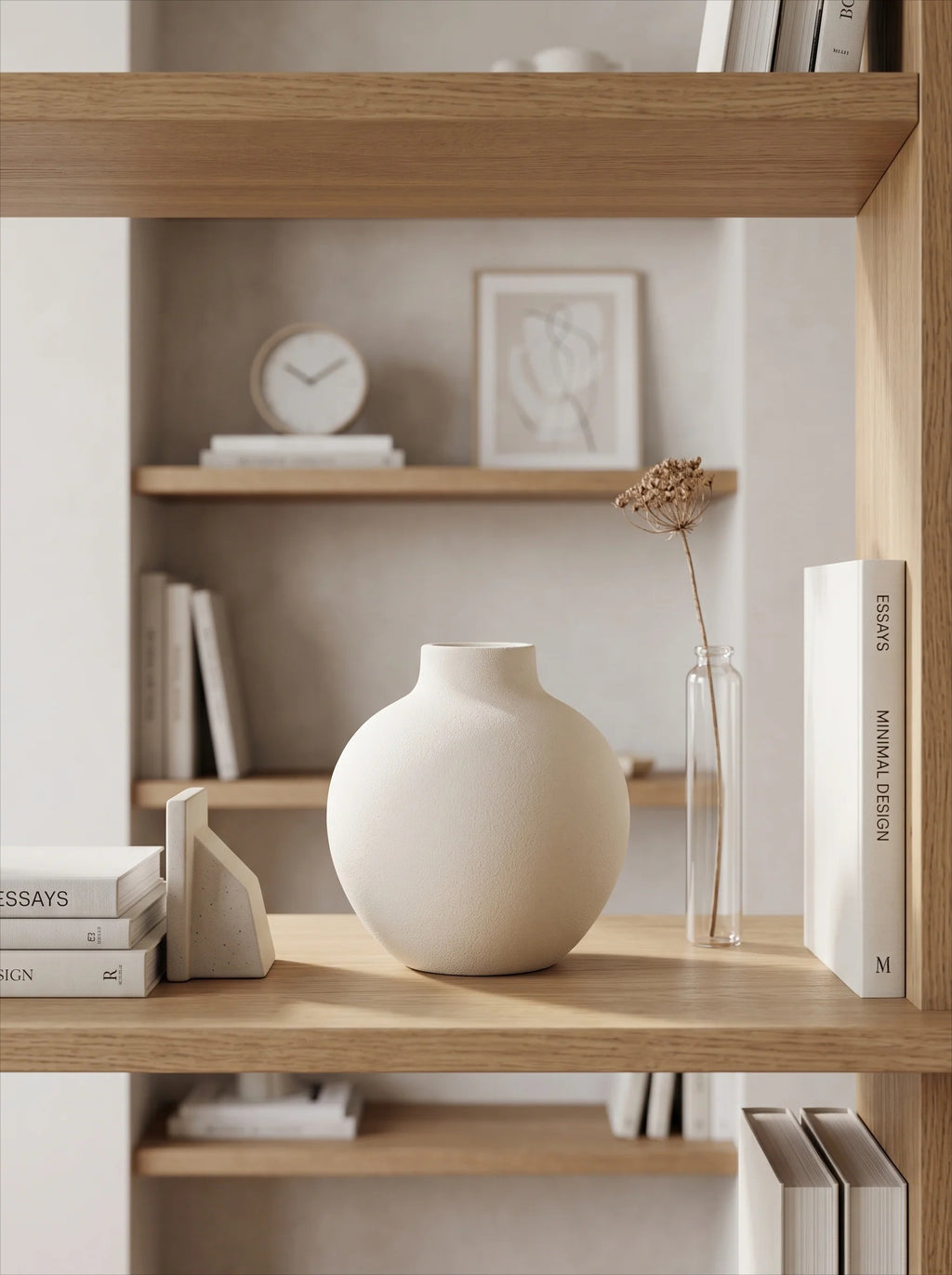 Textured Globe Vase - Creamy White