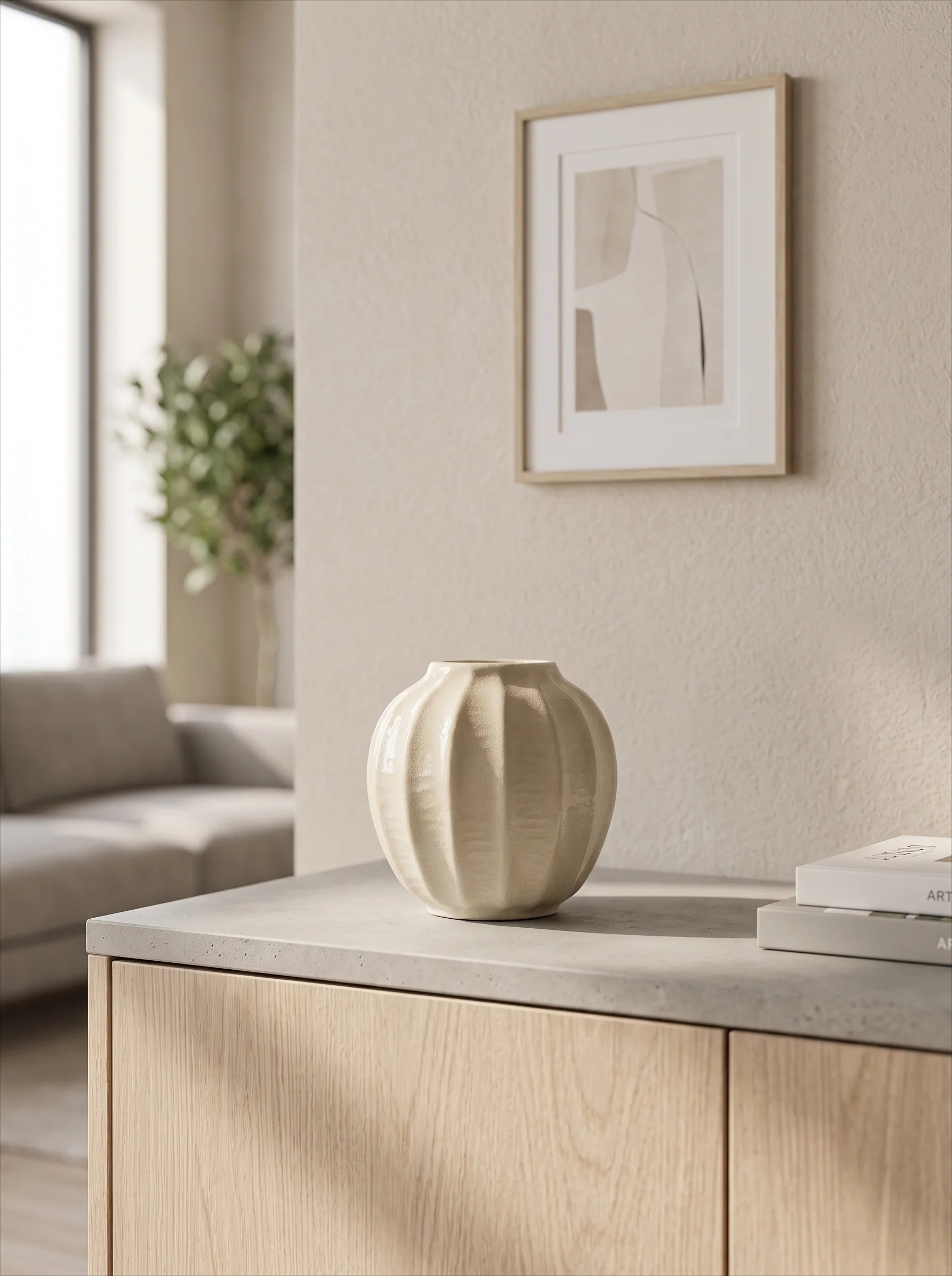 Vintage Wavy-Textured White Ceramic Vase