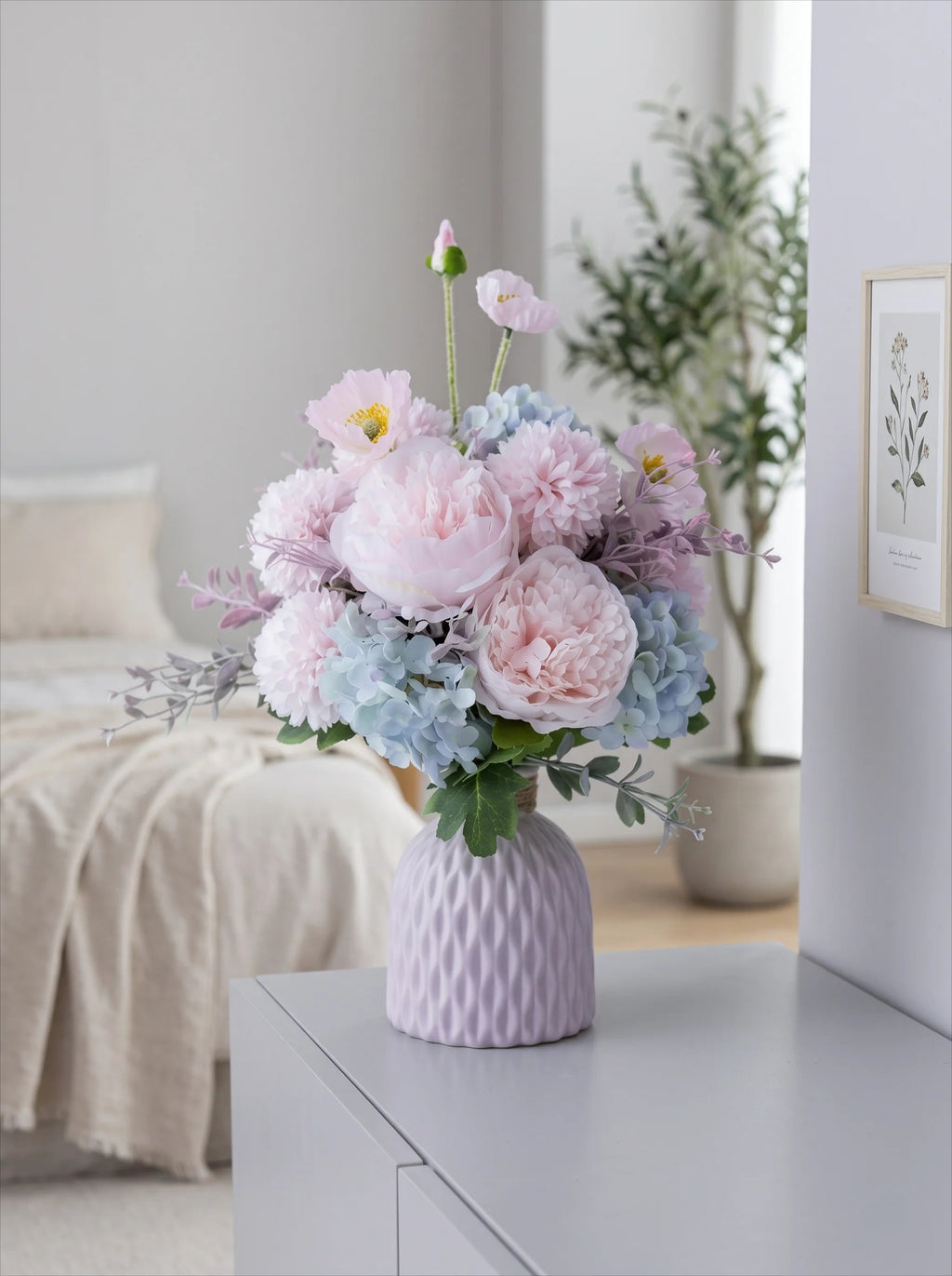 Nordic Romantic Spring Peony & Hydrangea Artificial Floral Arrangement