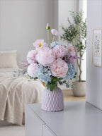 Nordic Romantic Spring Peony & Hydrangea Artificial Floral Arrangement