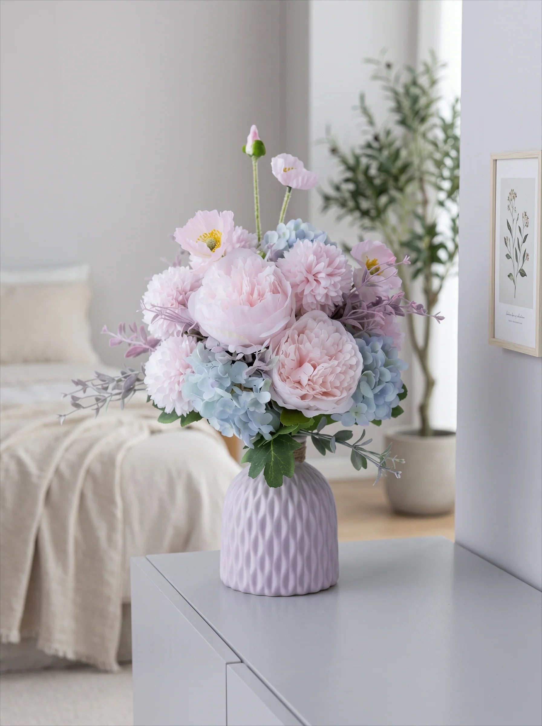 Nordic Romantic Spring Peony & Hydrangea Artificial Floral Arrangement
