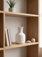 Textured Beige Ceramic Vase - White