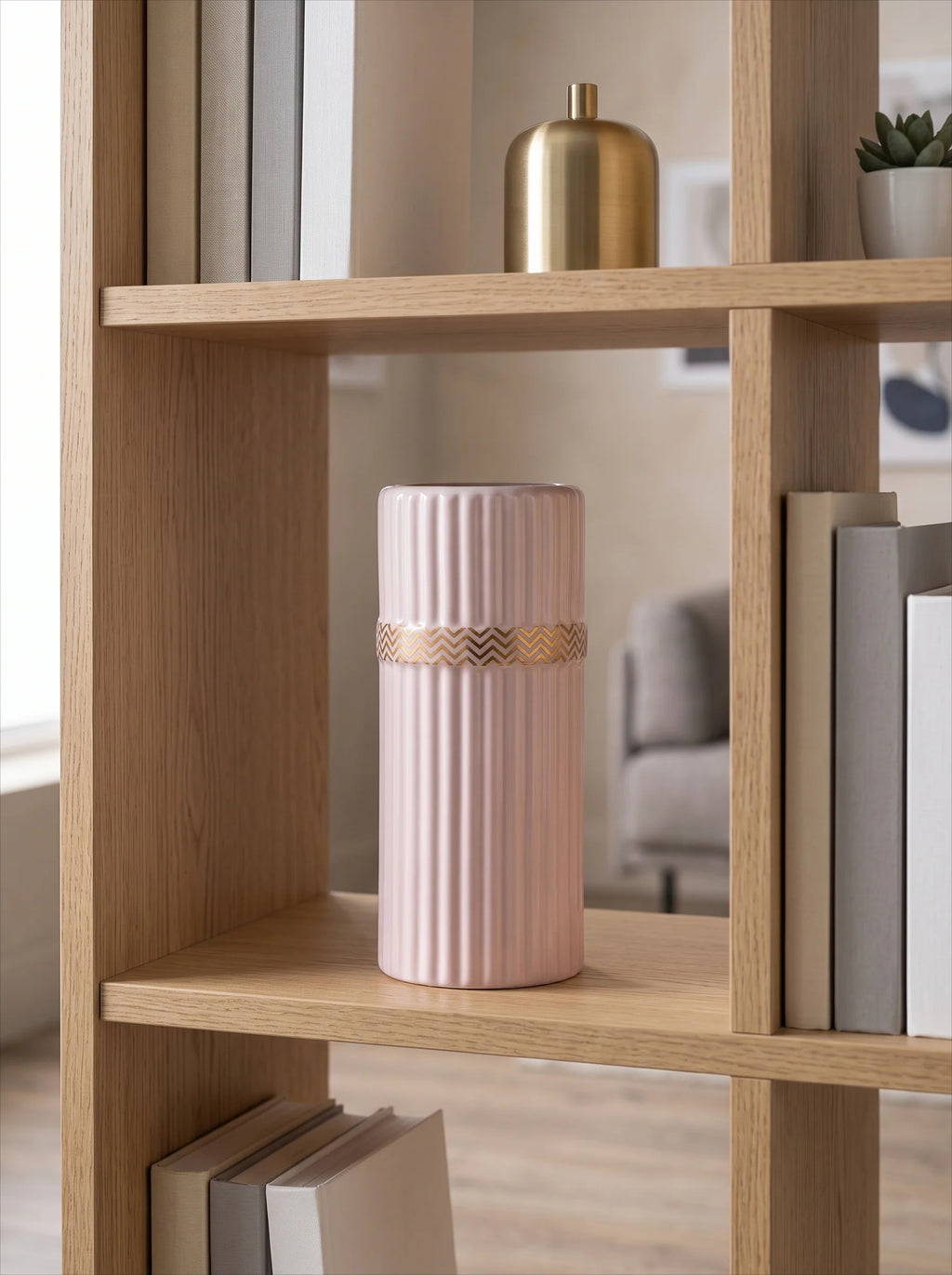 Ribbed Cylinder Vase - Pink