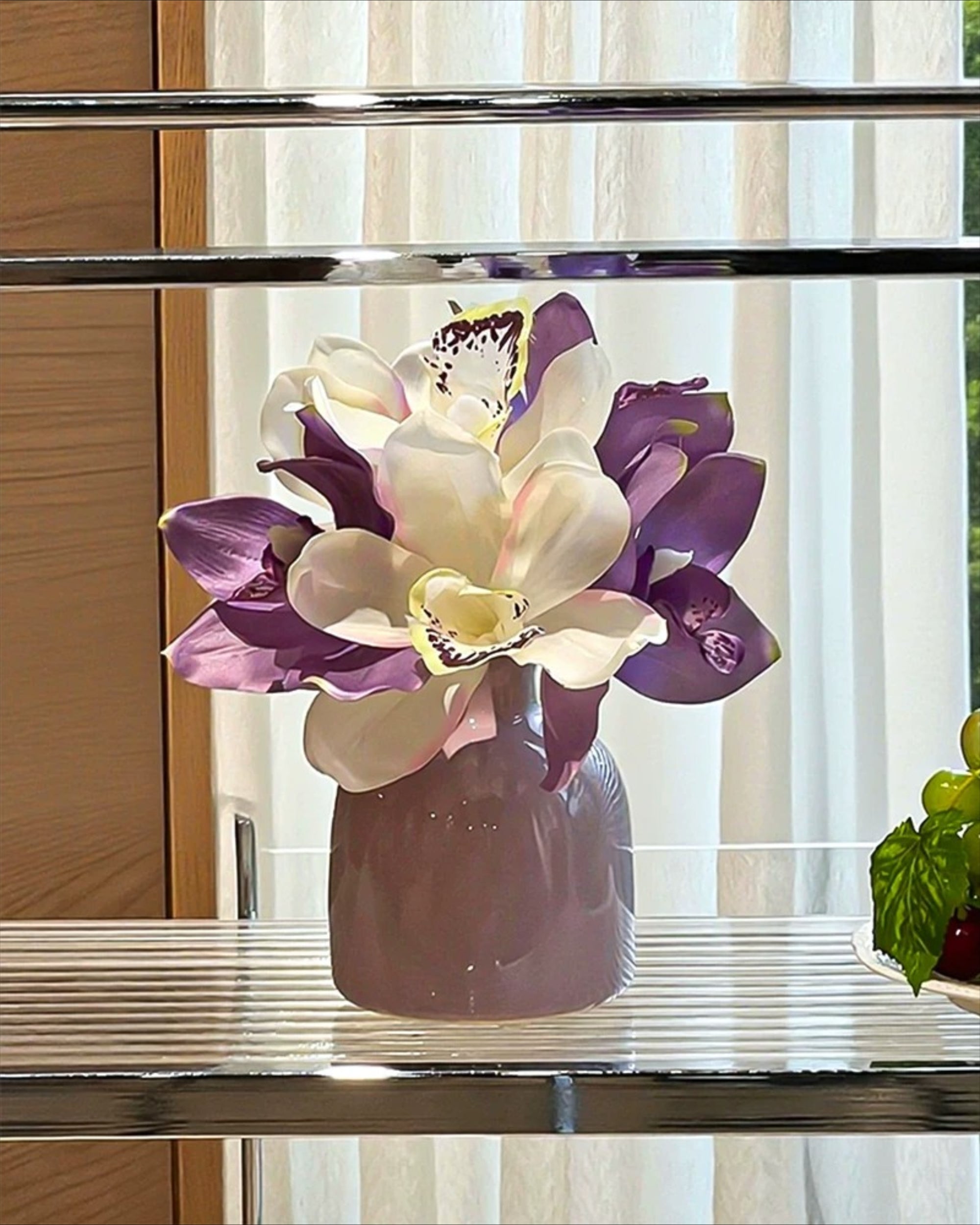 Arrangement floral artificiel Cymbidium Lavande