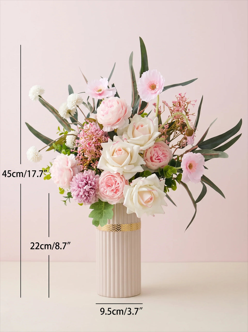 Ethereal Pastel Peony Rose Bloom Artificial Floral Arrangement