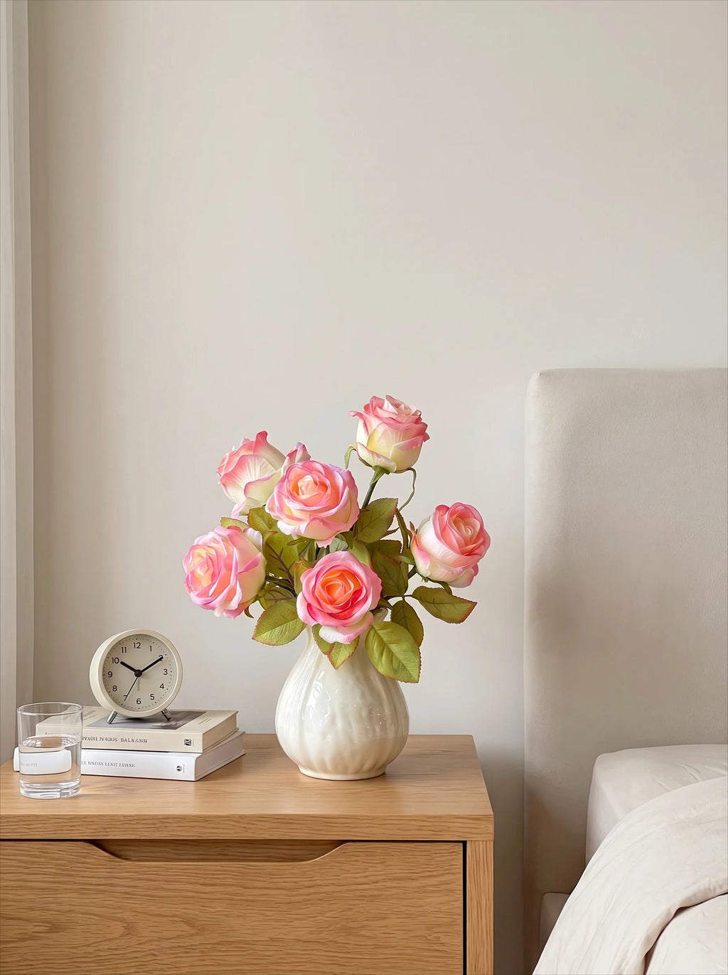 Galerie-Stil Blühende Samtrose Elegantes Kunstblumenarrangement  