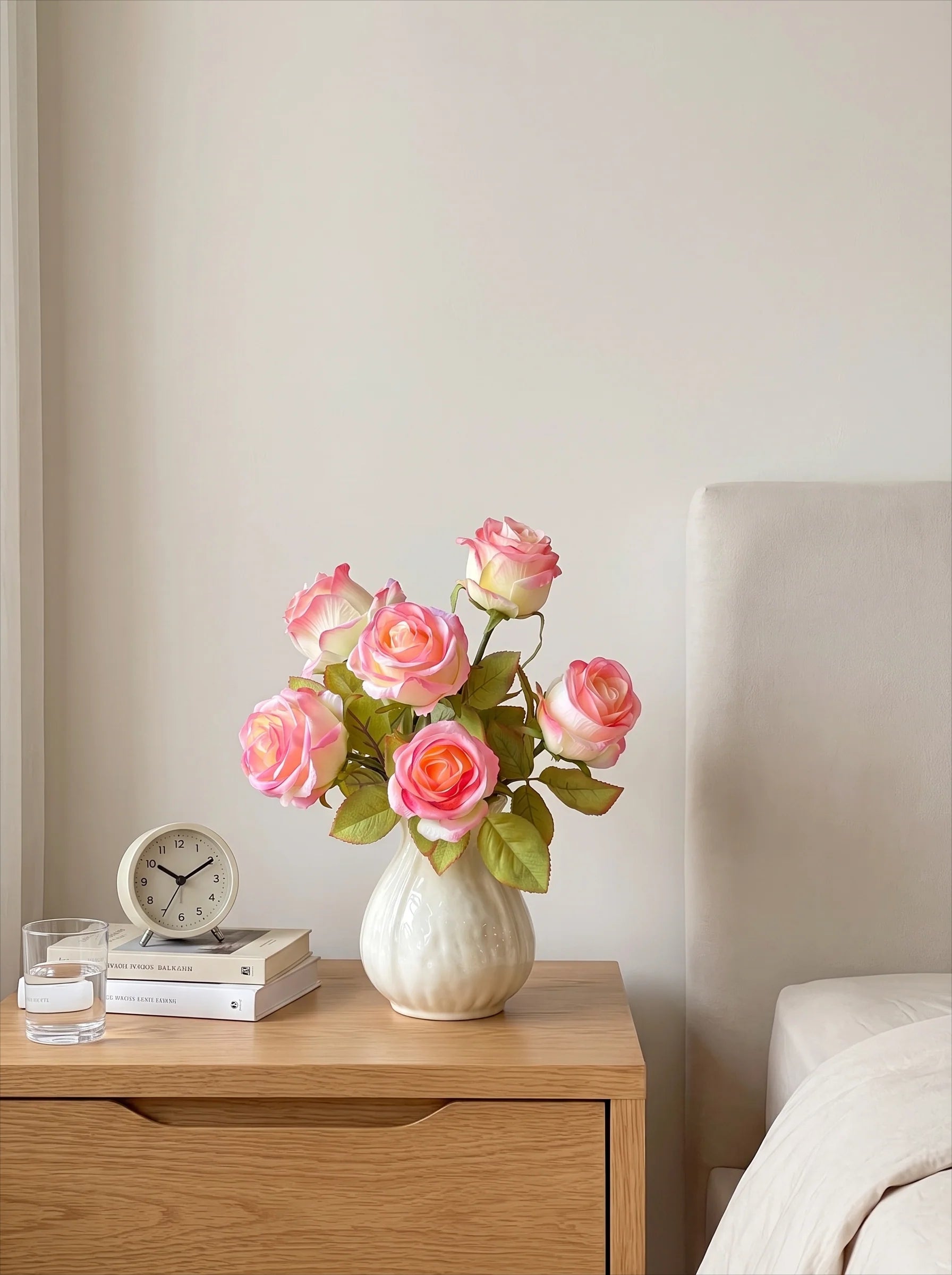 Galerie-Stil Blühende Samtrose Elegantes Kunstblumenarrangement  