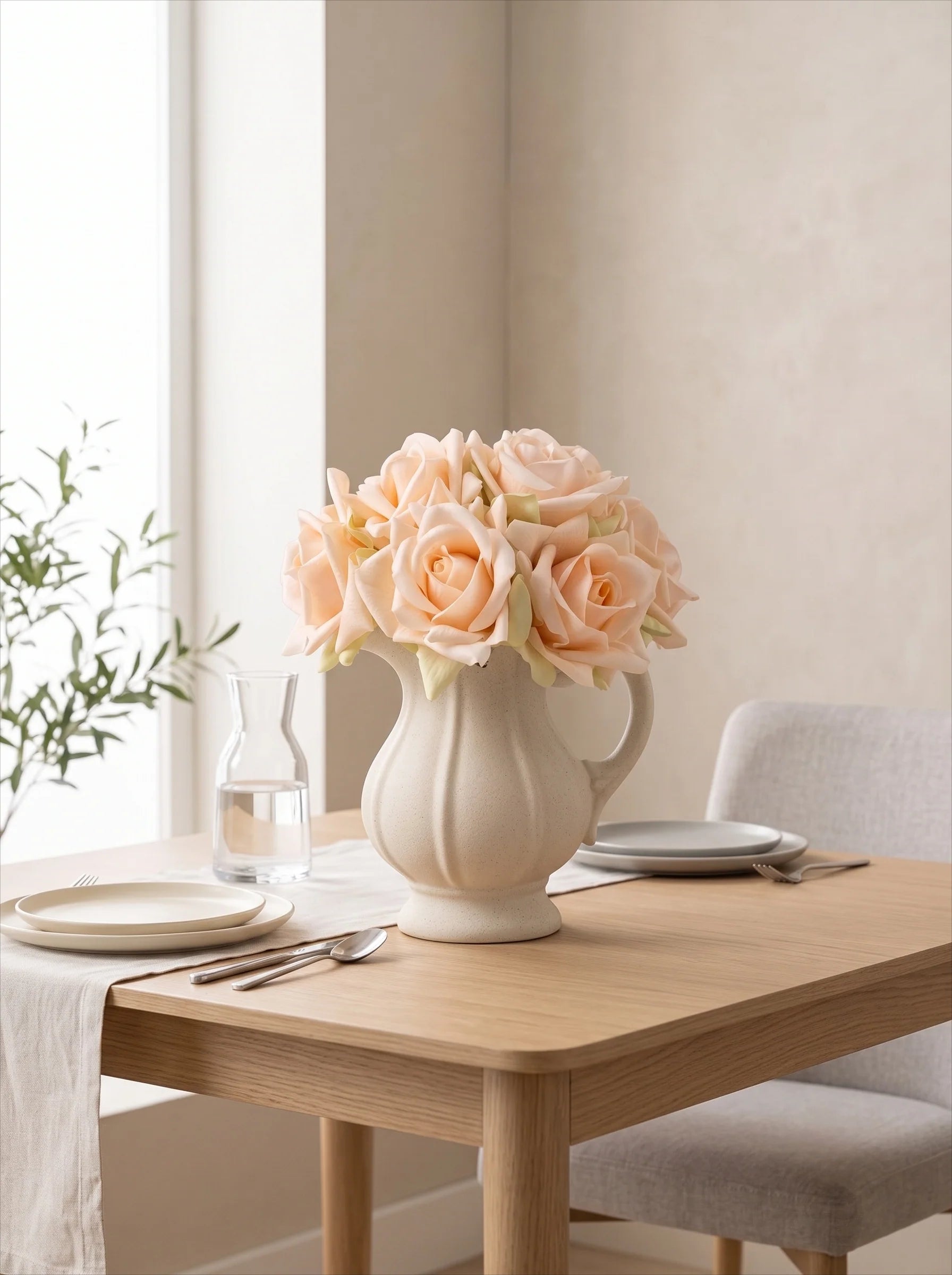 Faux Rose Arrangement - Champagne (10 Stems / 10 Roses)