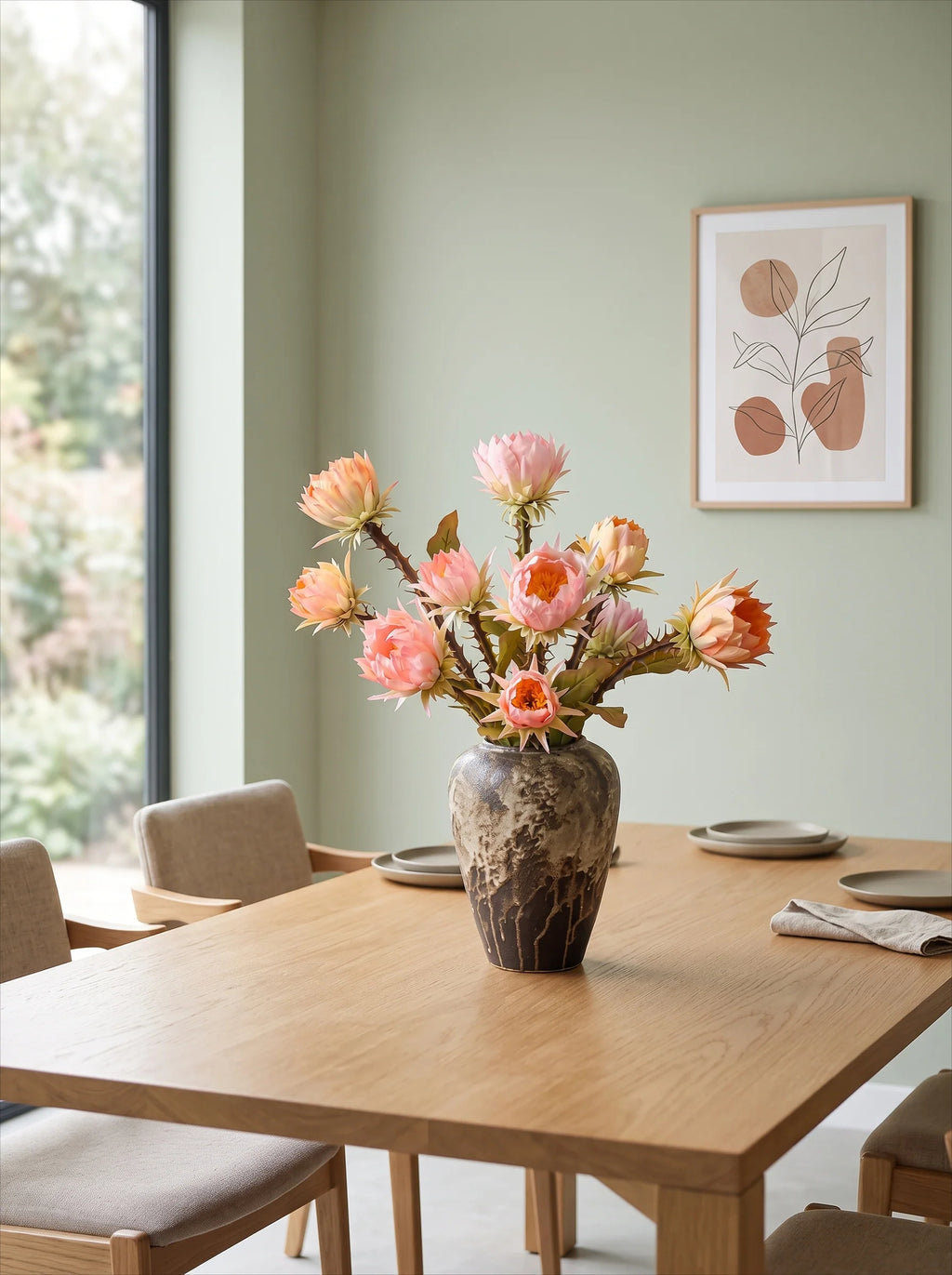 Aprikosen-Protea-Krone Kunstblumenarrangement