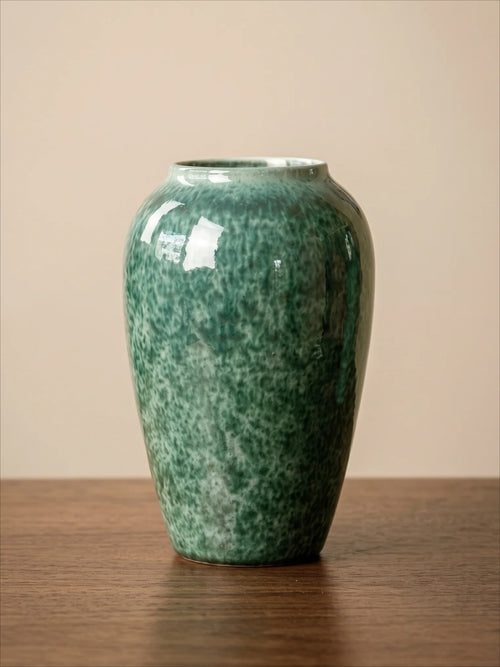 Artisanal Handcrafted Emerald Glazed Vase