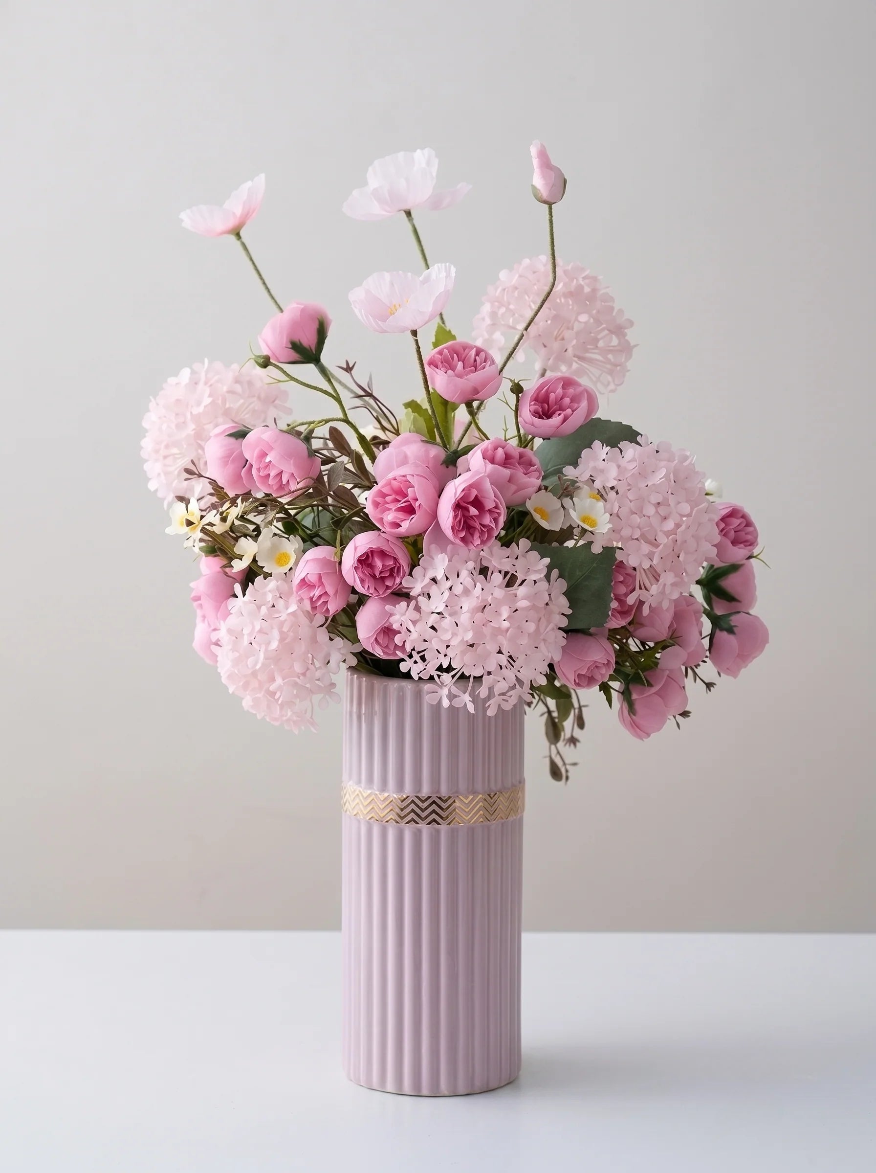 Luxury French Creamy Pink Poppy & Peony Artificial Floral Arrangement