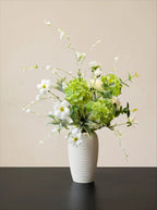 Vintage Fresh Green Hydrangea & White Cosmos Faux Floral Arrangement