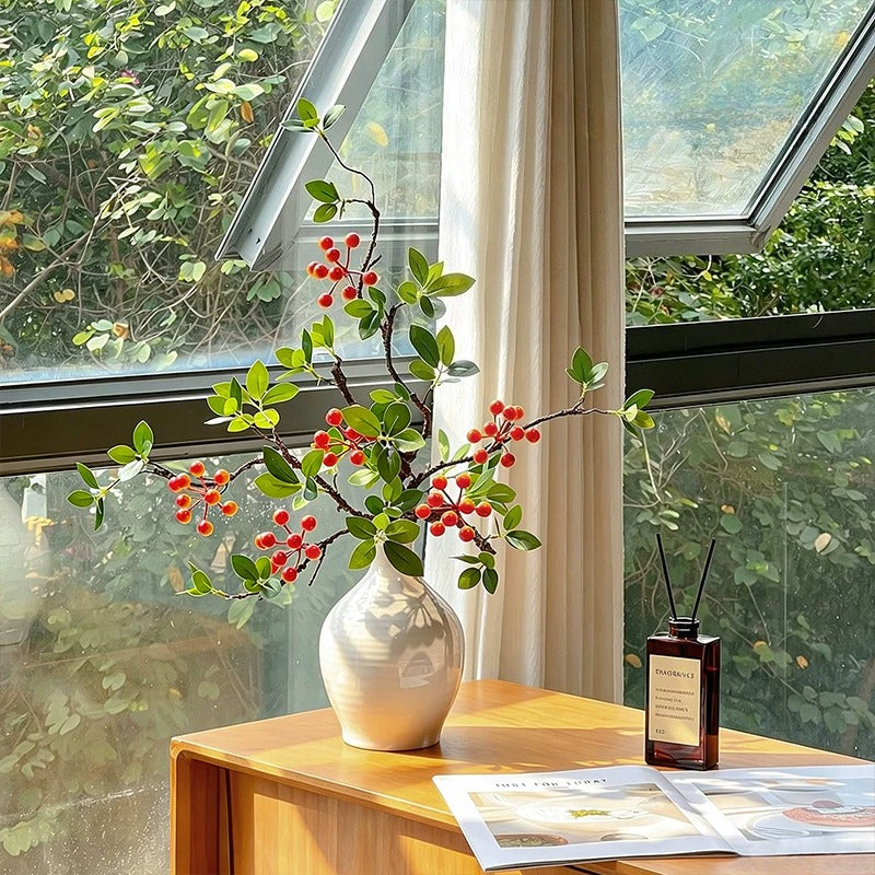 Elegant Zen Crabapple Berry Artificial Floral Arrangement