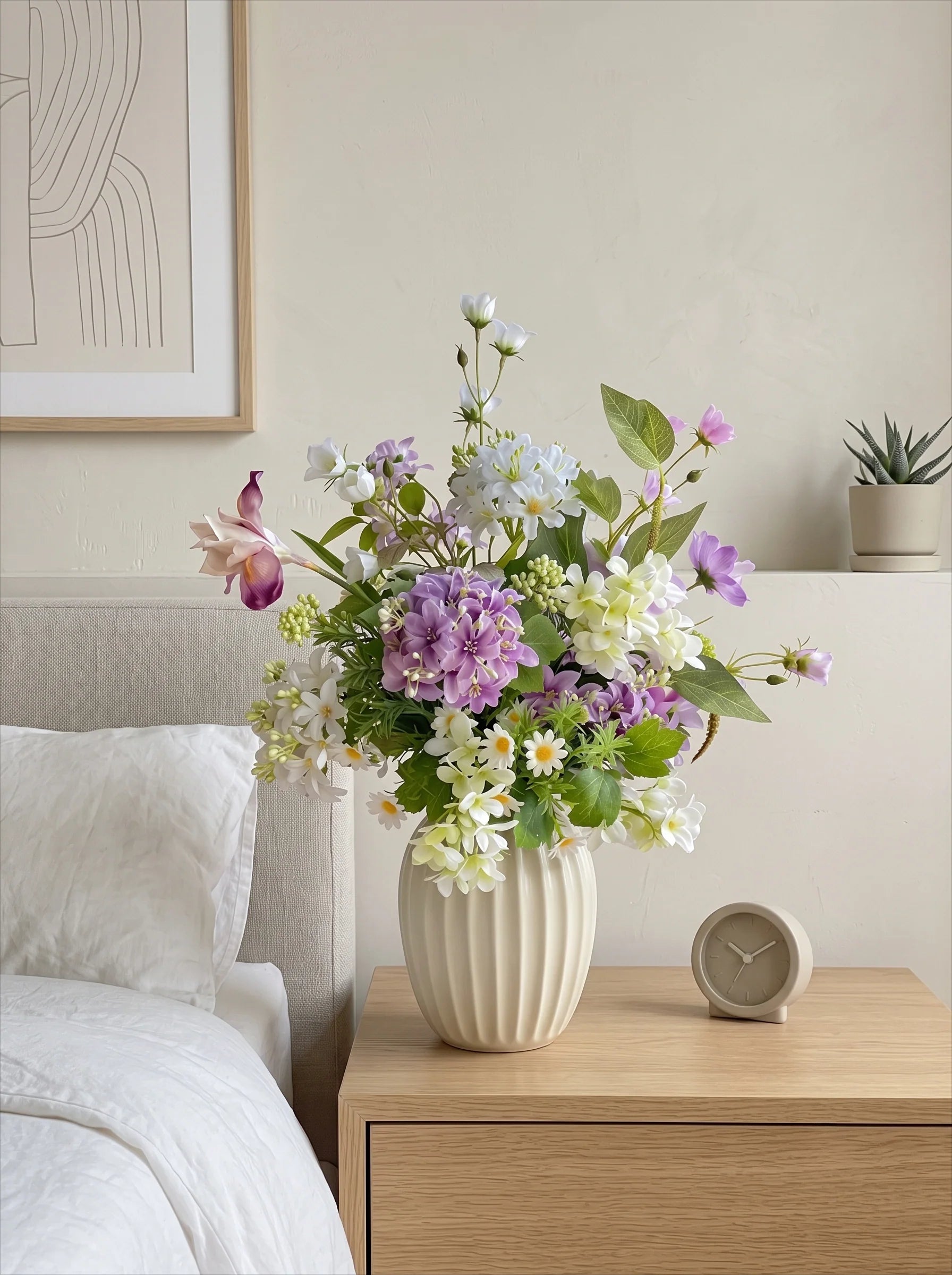 Romantic Purple and White Meadow Artificial Floral Arrangement