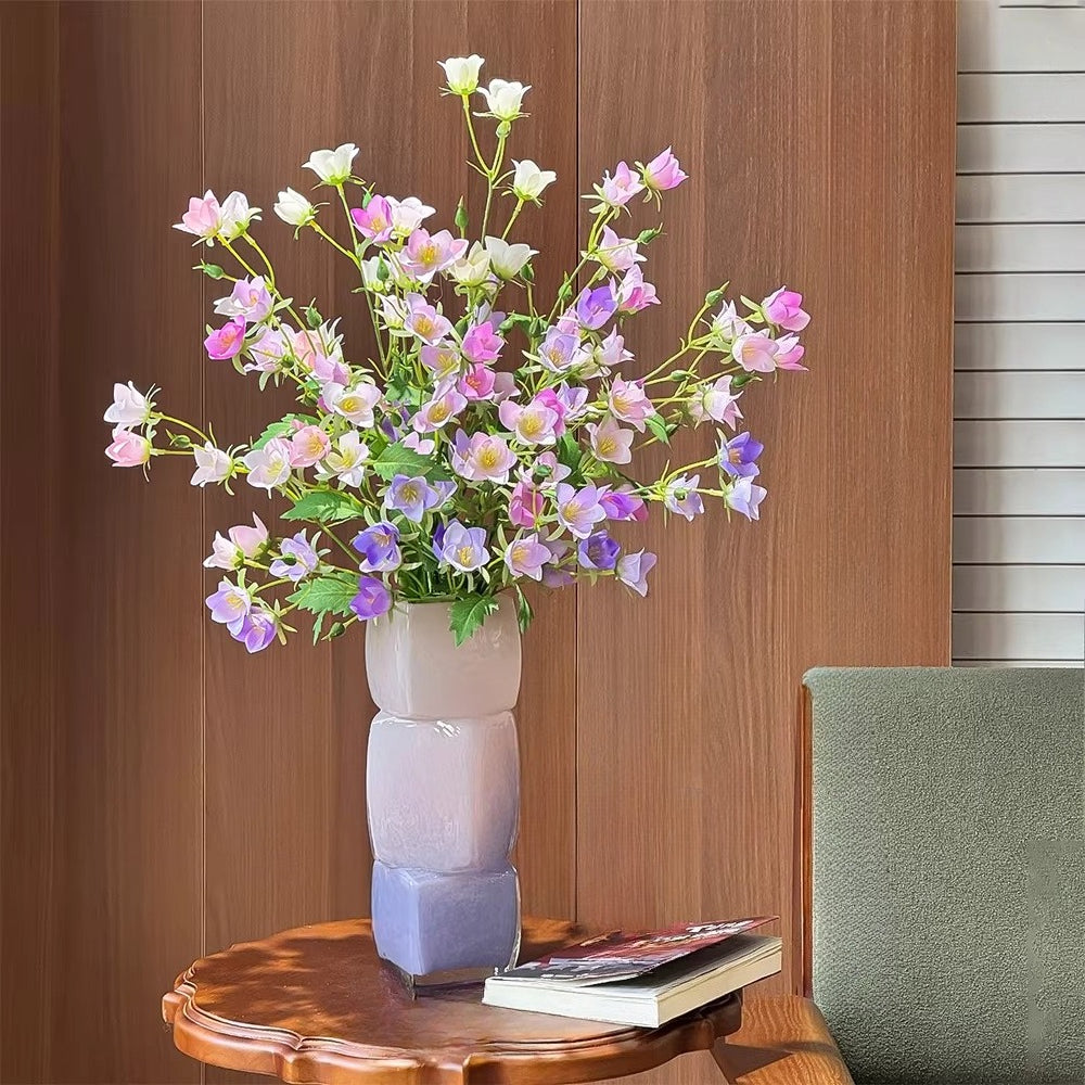 Composition florale fausse Brise campanule pastel