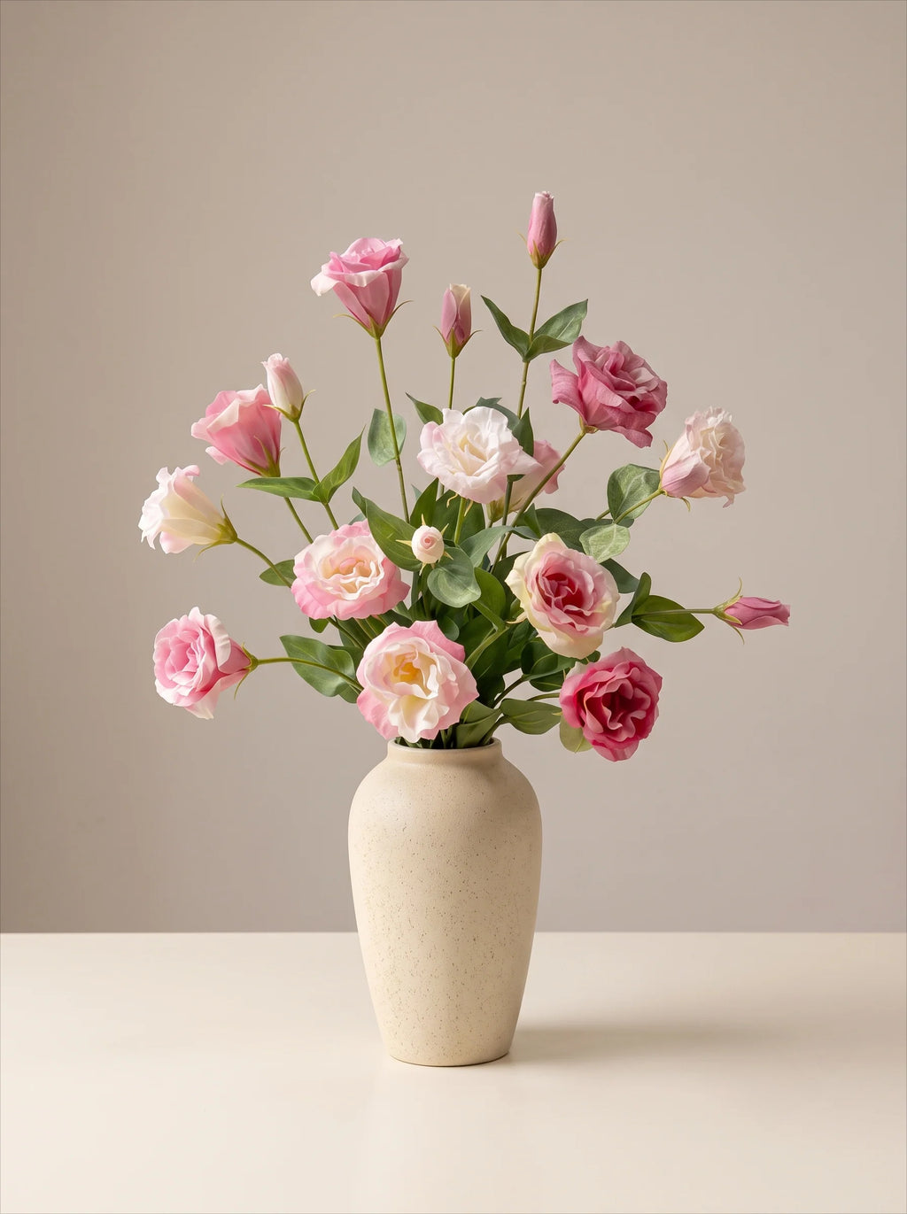 Elegant Blush Lisianthus Artificial Floral Arrangement