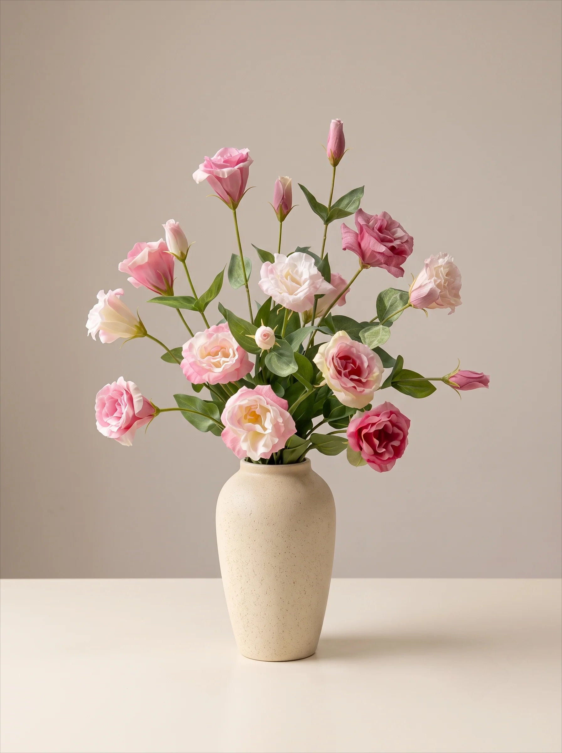 Elegant Blush Lisianthus Artificial Floral Arrangement