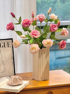 Dusty Pink Platycodon Bloom Faux Floral Arrangement