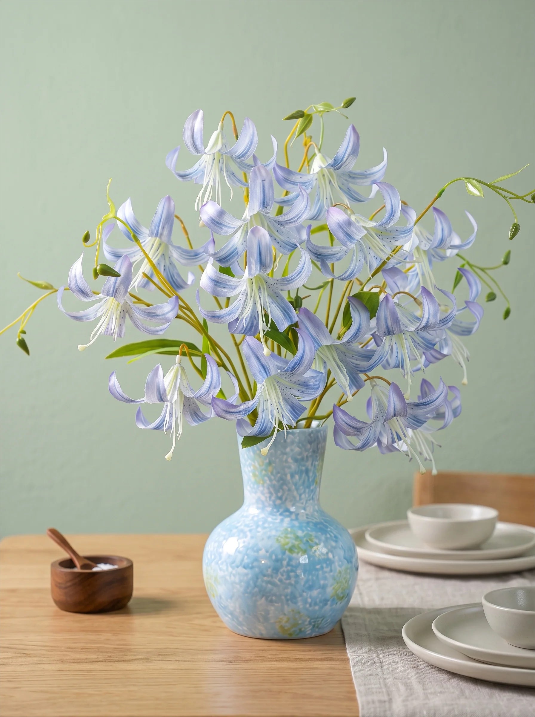 Nordic Sky Blue Lily Artisan Faux Floral Arrangement