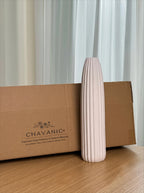 White Ribbed Ceramic Vase