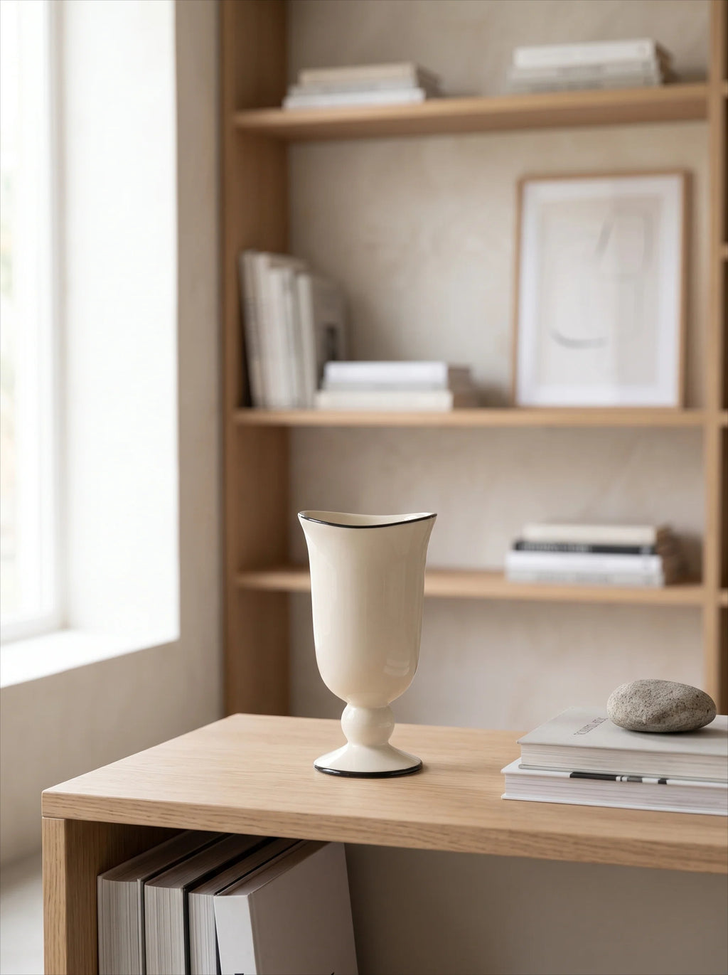 Scalloped Rim Vase - Creamy White