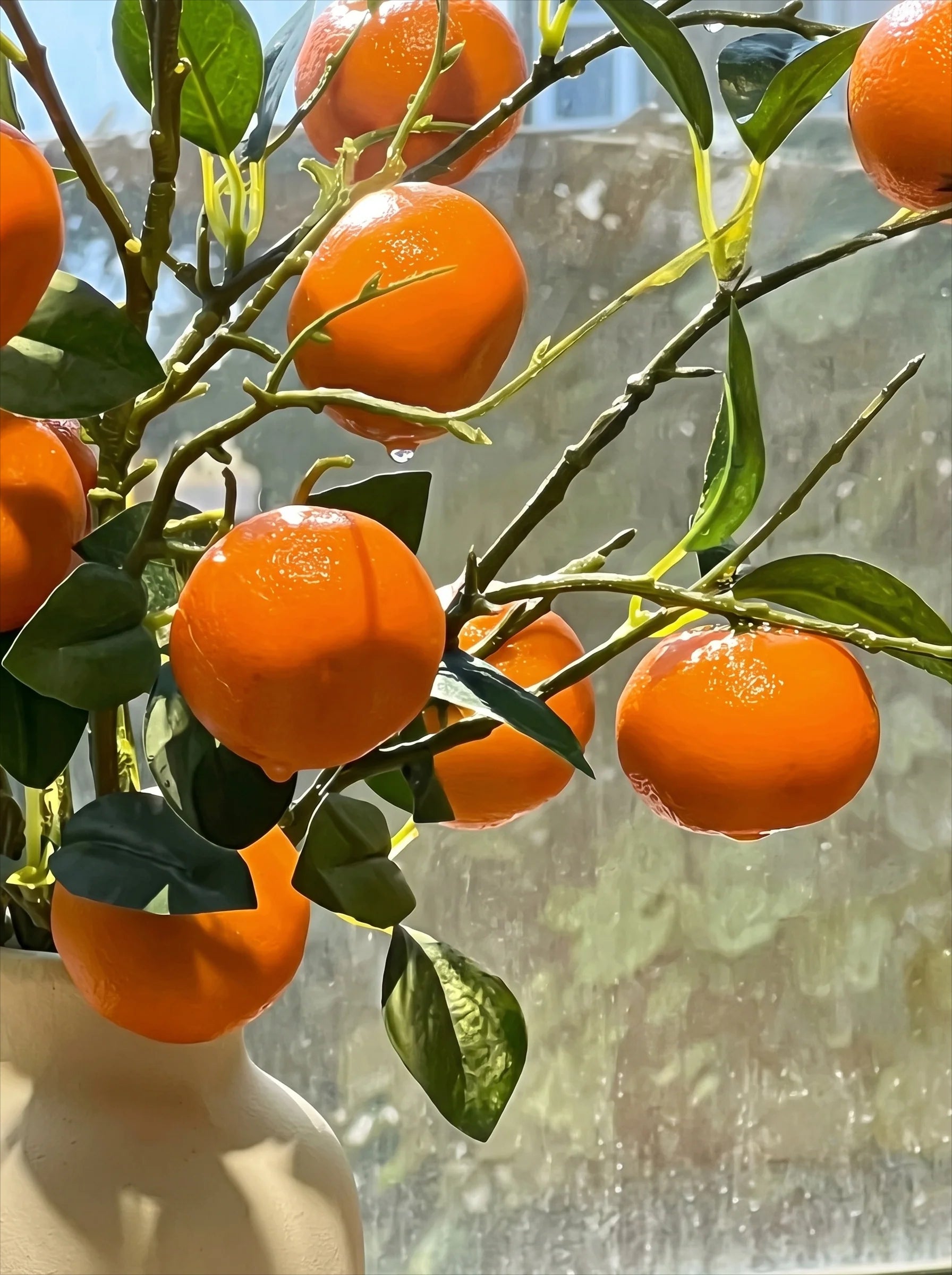 Premium Faux Mandarin Orange Stems Elegant Artificial Floral Arrangement
