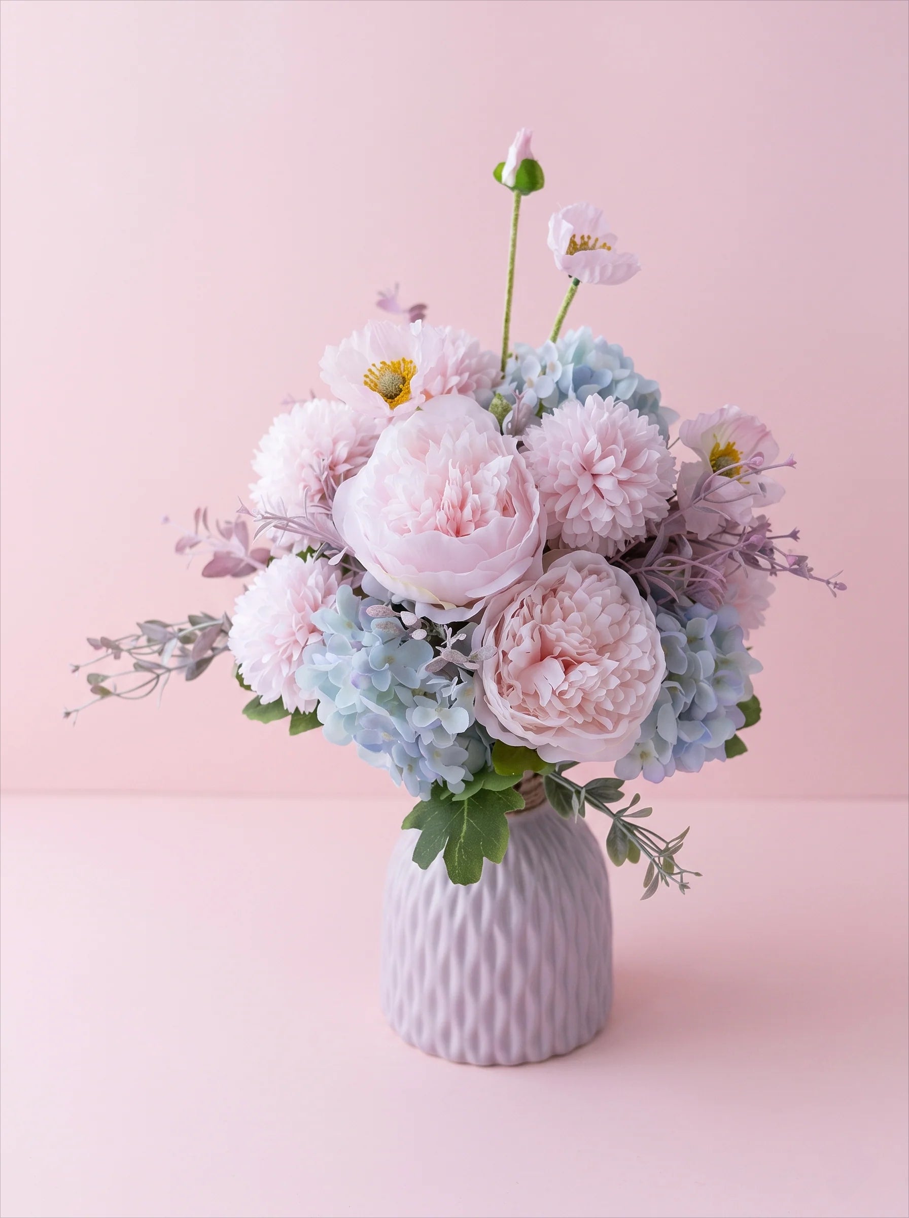 Nordic Romantic Spring Peony & Hydrangea Artificial Floral Arrangement