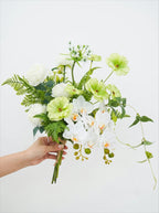 Modern Elegant White Orchid & Greenery Artificial Floral Arrangement
