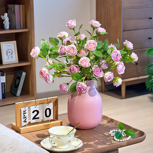 Composition florale fausse Bouquet rose bulle rose poudré