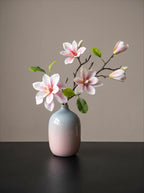 Pink Magnolia Gradient Vase Faux Floral Arrangement with Vase